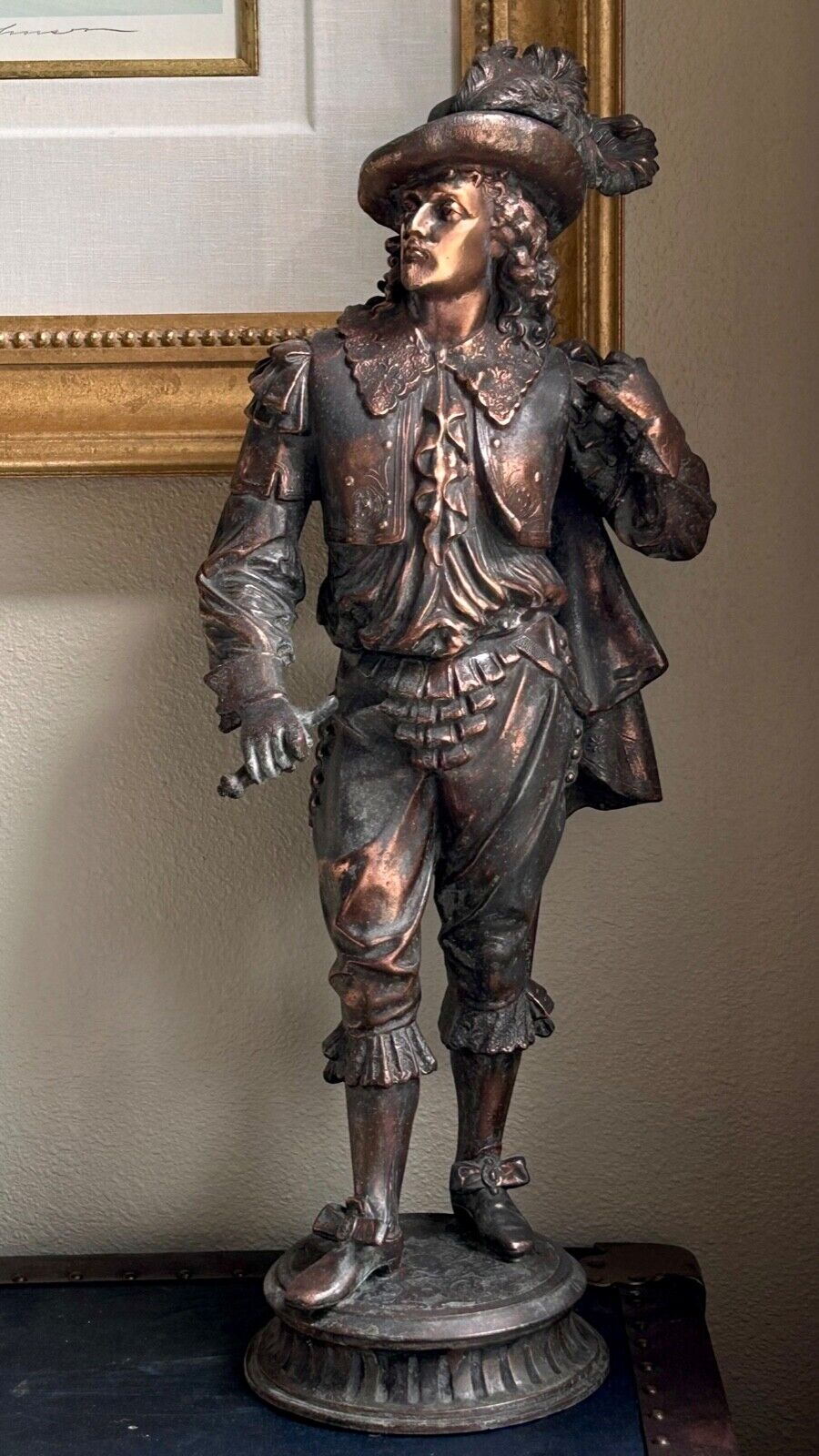 Antique Bronze Statue • Jennings Brothers • JB Bronze Musketeer