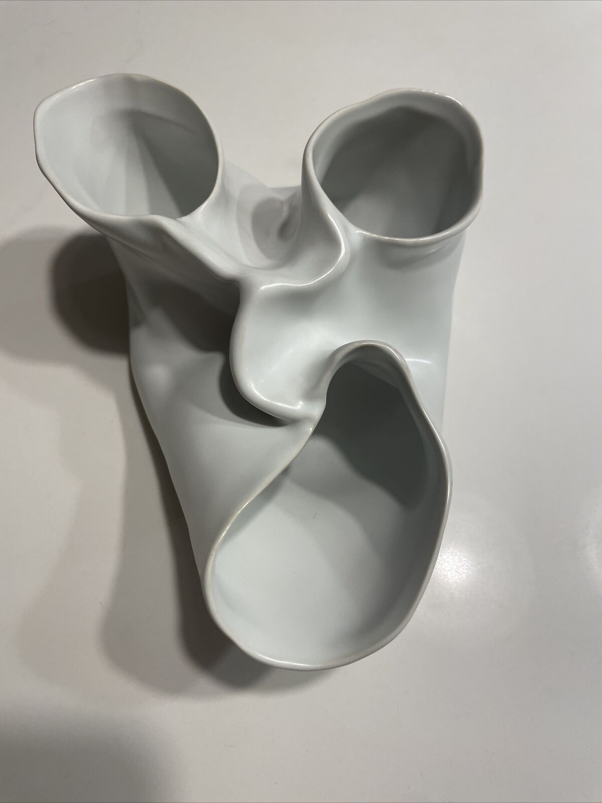 Unique Rare Objet d'art From D & M Belgium Matte Heart Shaped Vase Pottery Heart