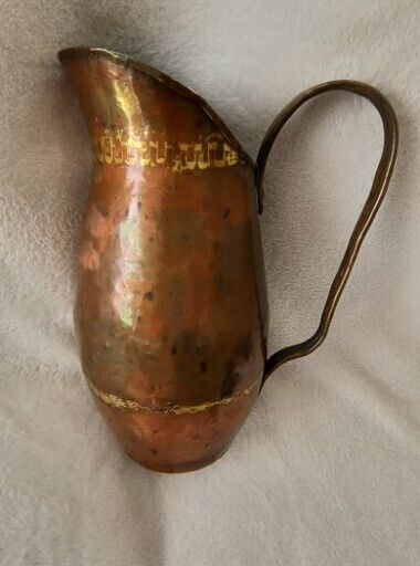 AMAZING  1940\'s lg copper pitcher 12\