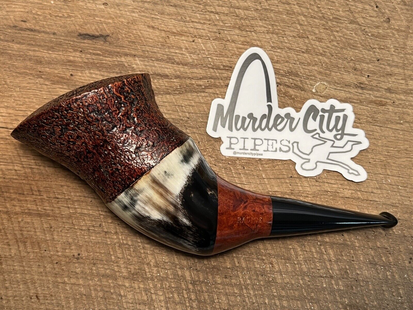 Unsmoked Massive Radice Collect Freehand Briar And Horn Estate Tobacco Pipe