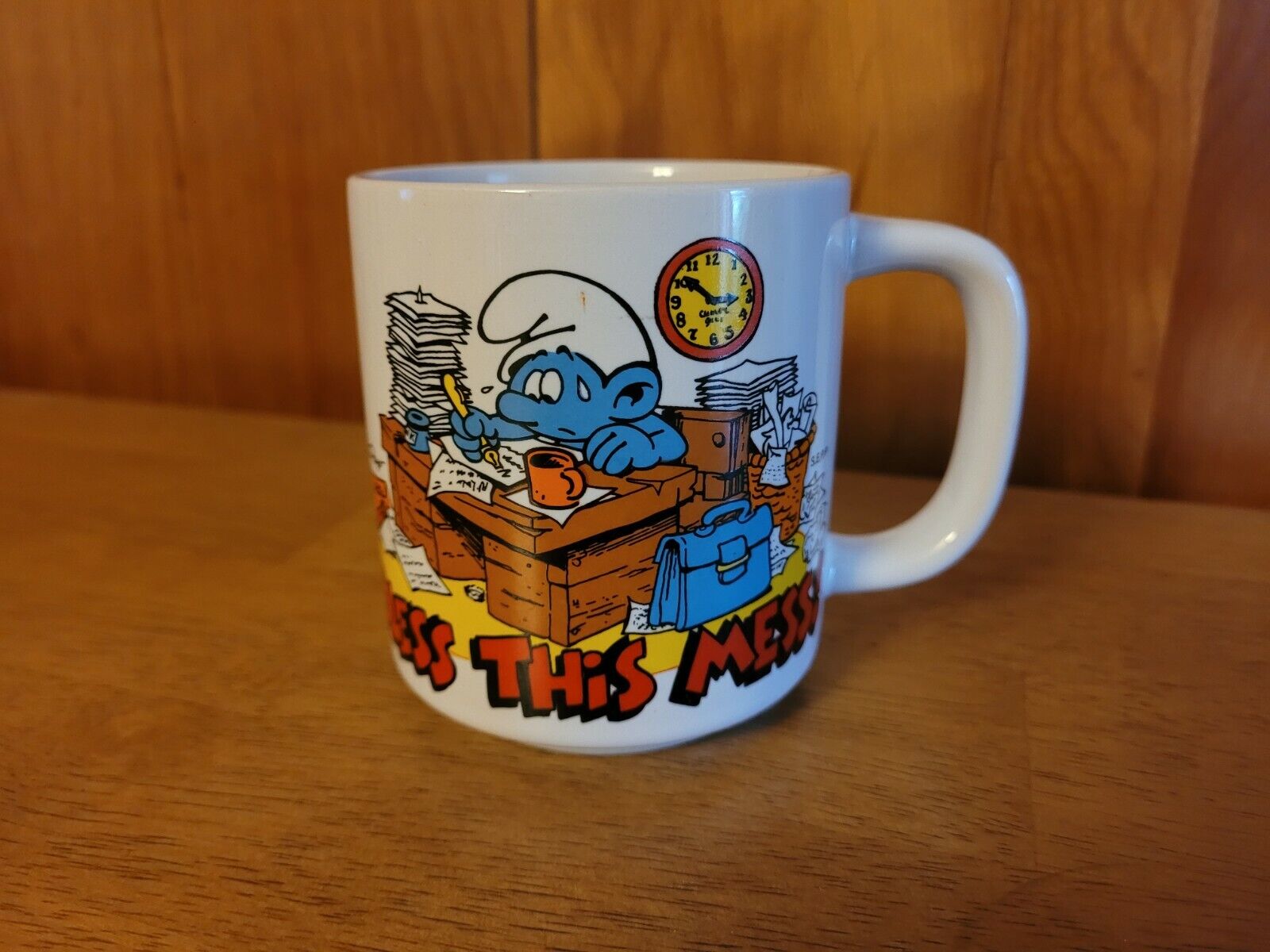 Vtg Wallace Smurf Coffee Mug 1981 Bless This Mess