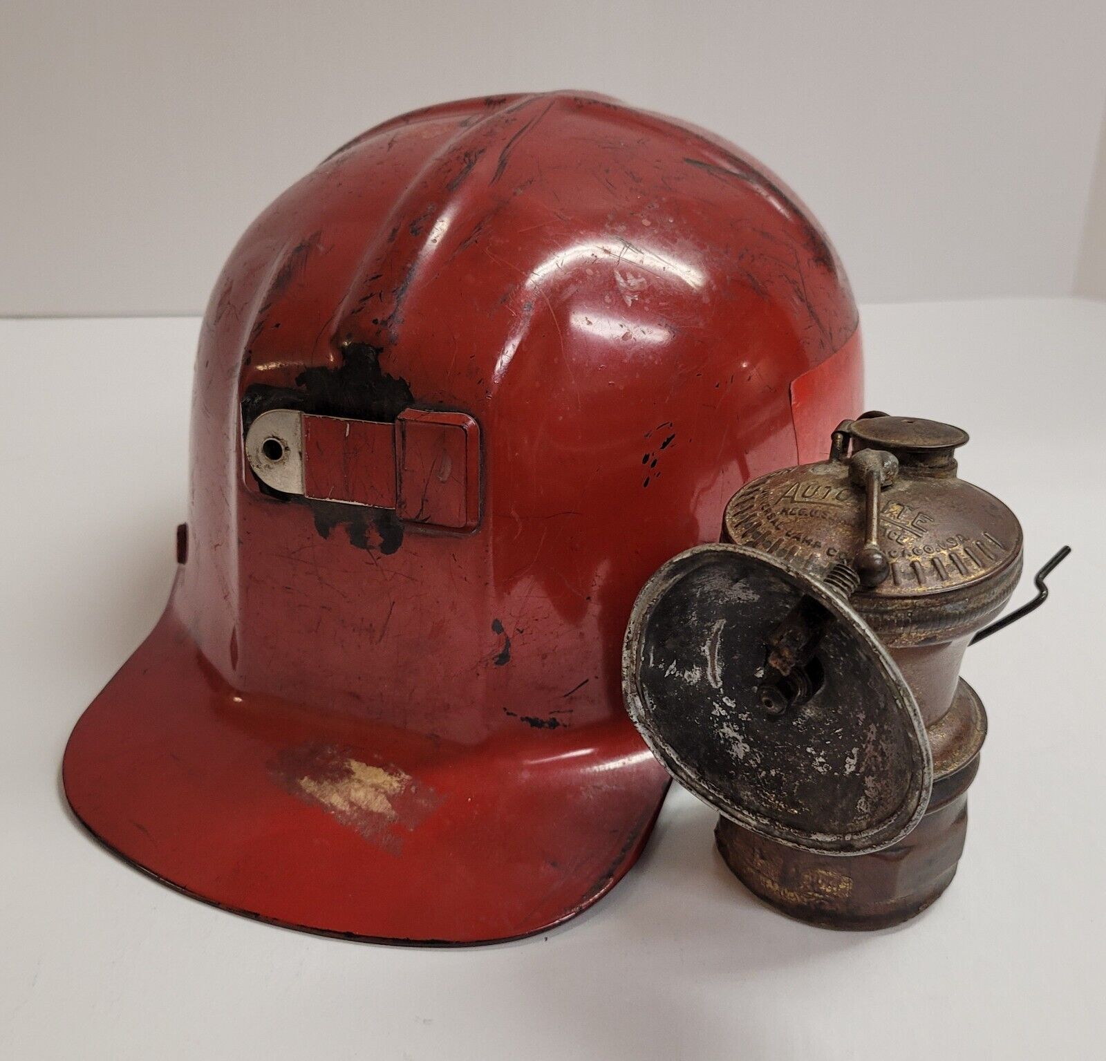 MSA Comfo-Cap Coal Miners Helmet Model ANSI Z89.1-1969 Class A Red Liner & Lamp