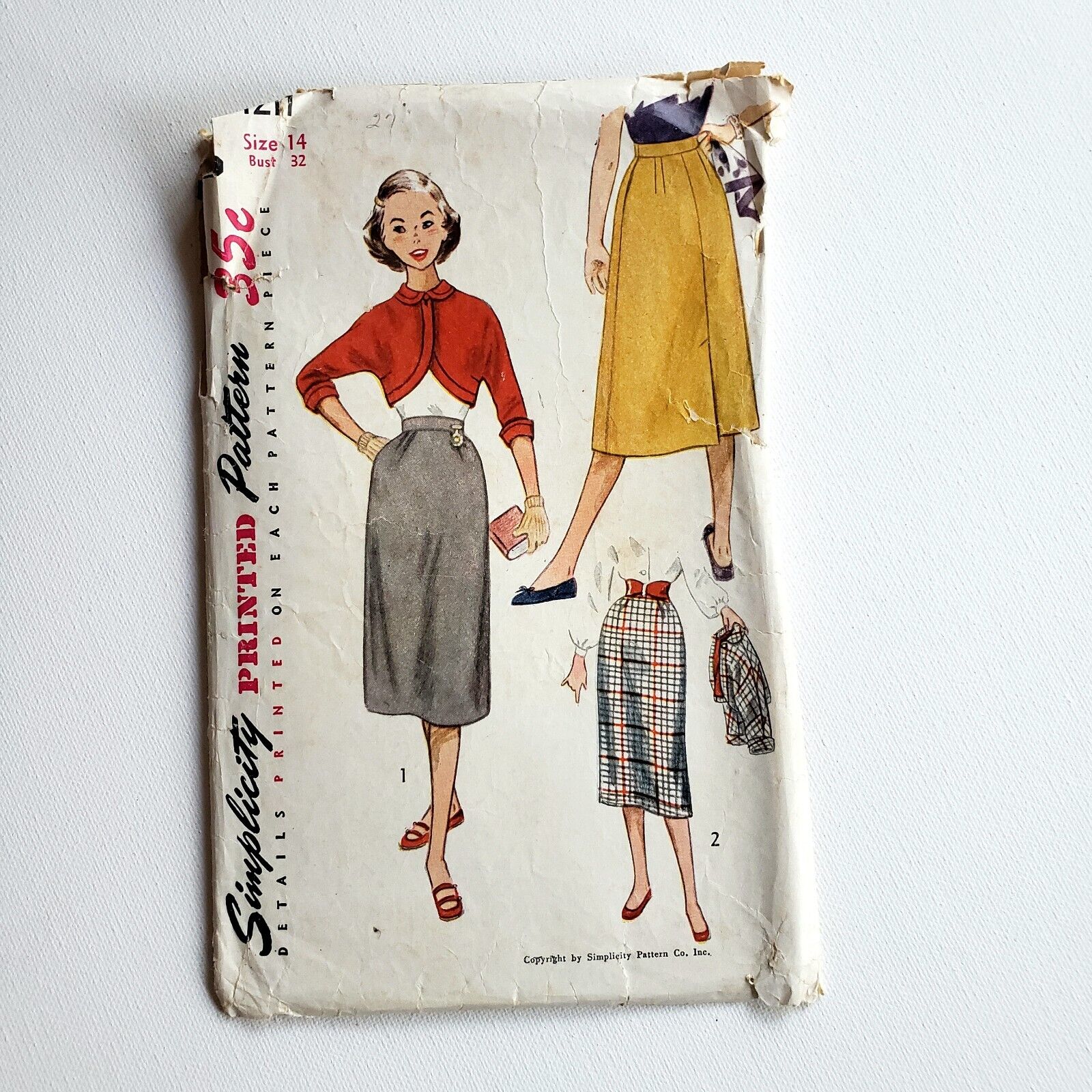 1950s Vintage Simplicity 4211 Bolero Jacket Highwaist Skirt Set Sewing Pattern
