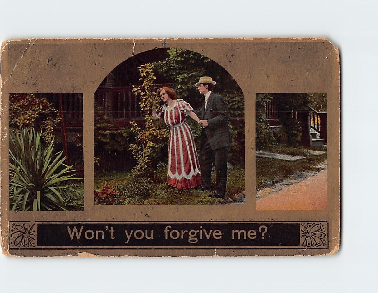 Postcard Won\'t You Forgive Me? A Couple in the Garden