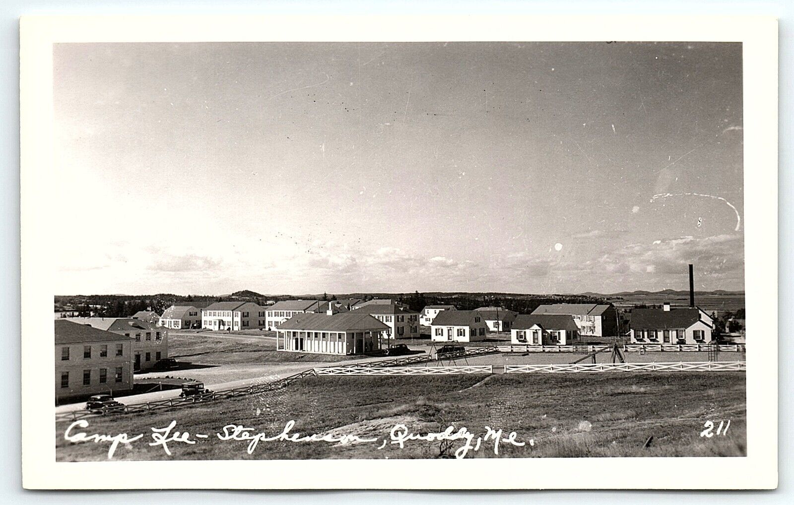 1940s CAMP LEE-STEPHENSON QUODDY MAINE NAVY CAMP PHOTO RPPC POSTCARD P2350