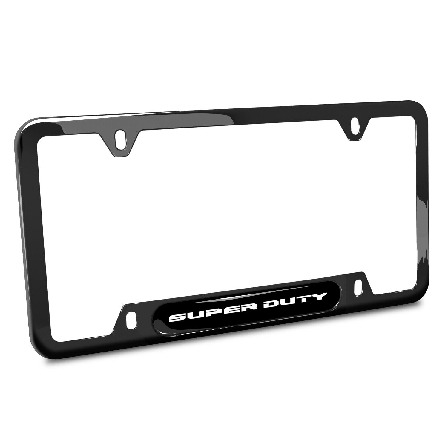 Ford Super-Duty Black Nameplate Black Stainless Steel License Plate Frame