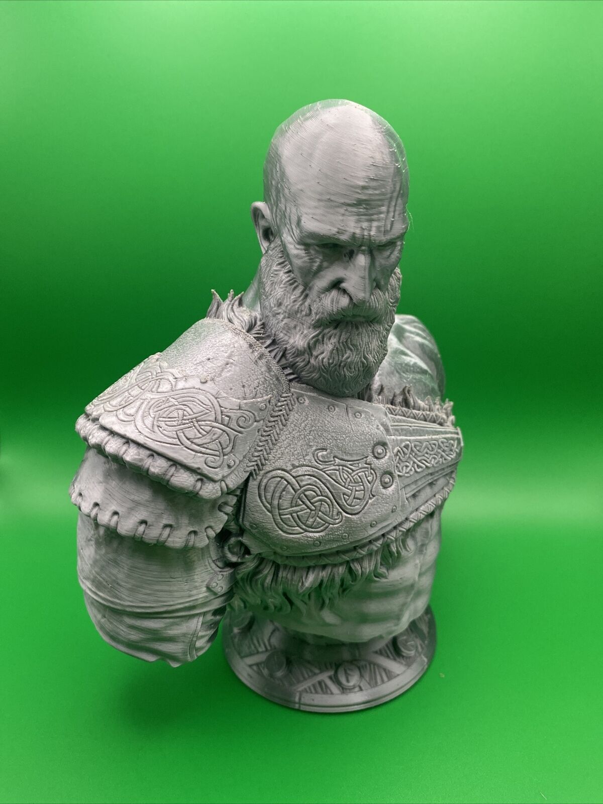 Kratos Statue 3D Printed Bust Paintable Plastic Filament 7 Inches Tall