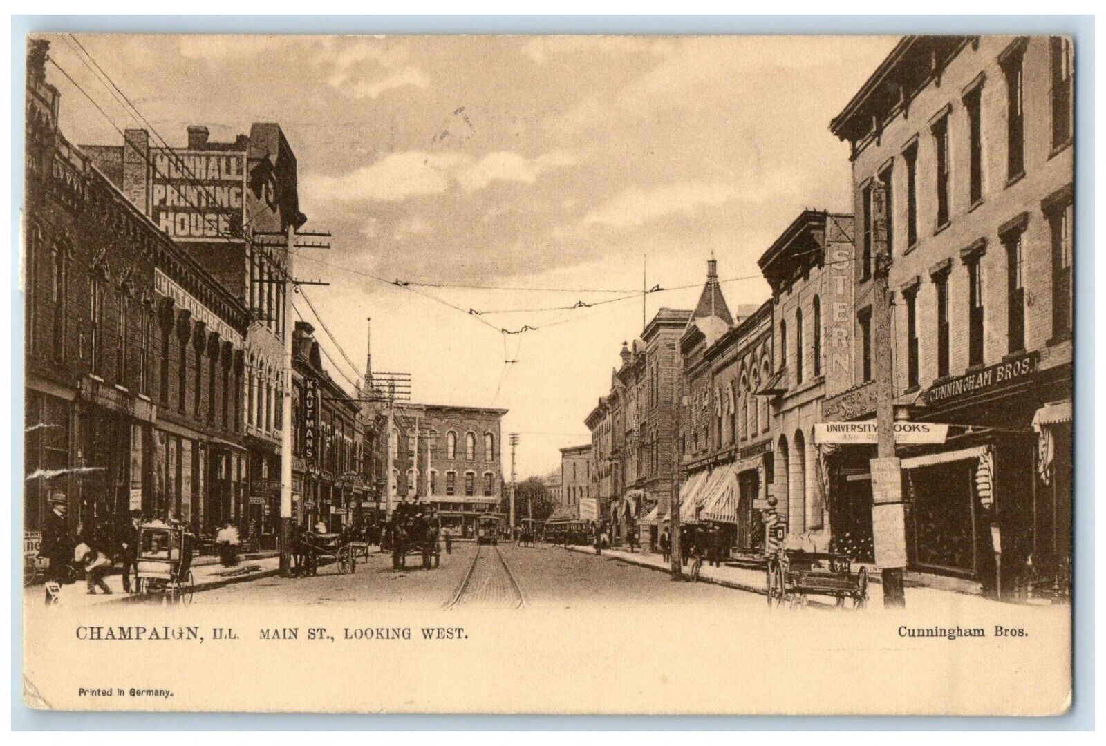 1906 Main St. Looking West Champaign Illinois Raphael Tuck Sons Vintage Postcard