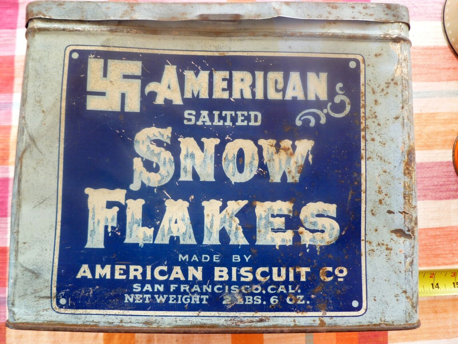 Antique Snow Flakes American Biscuit Co Cracker Tin C. ca 1908 San Francisco