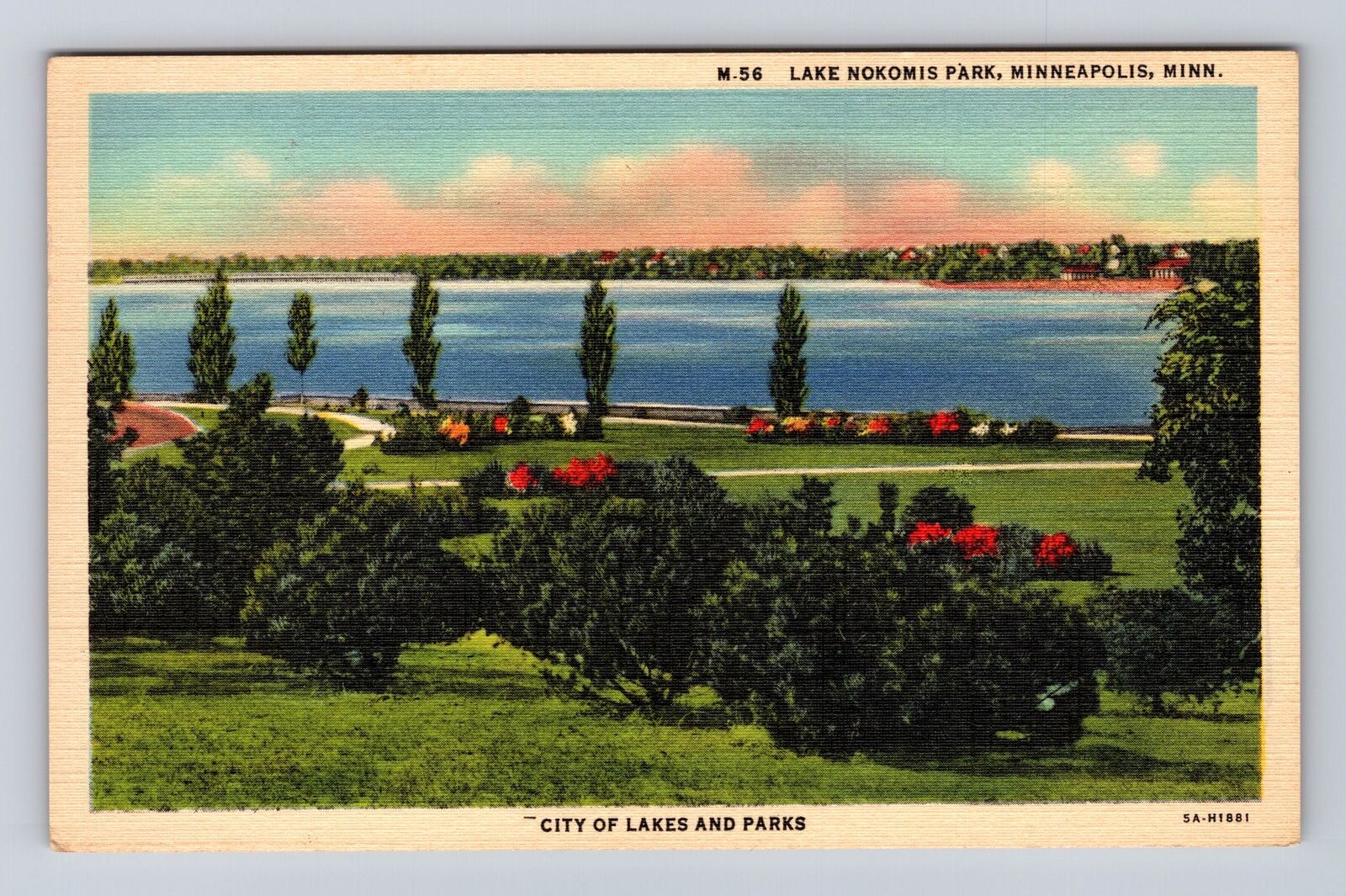 Minneapolis MN-Minnesota, Lake Nokomis Park, Antique, Vintage Souvenir Postcard