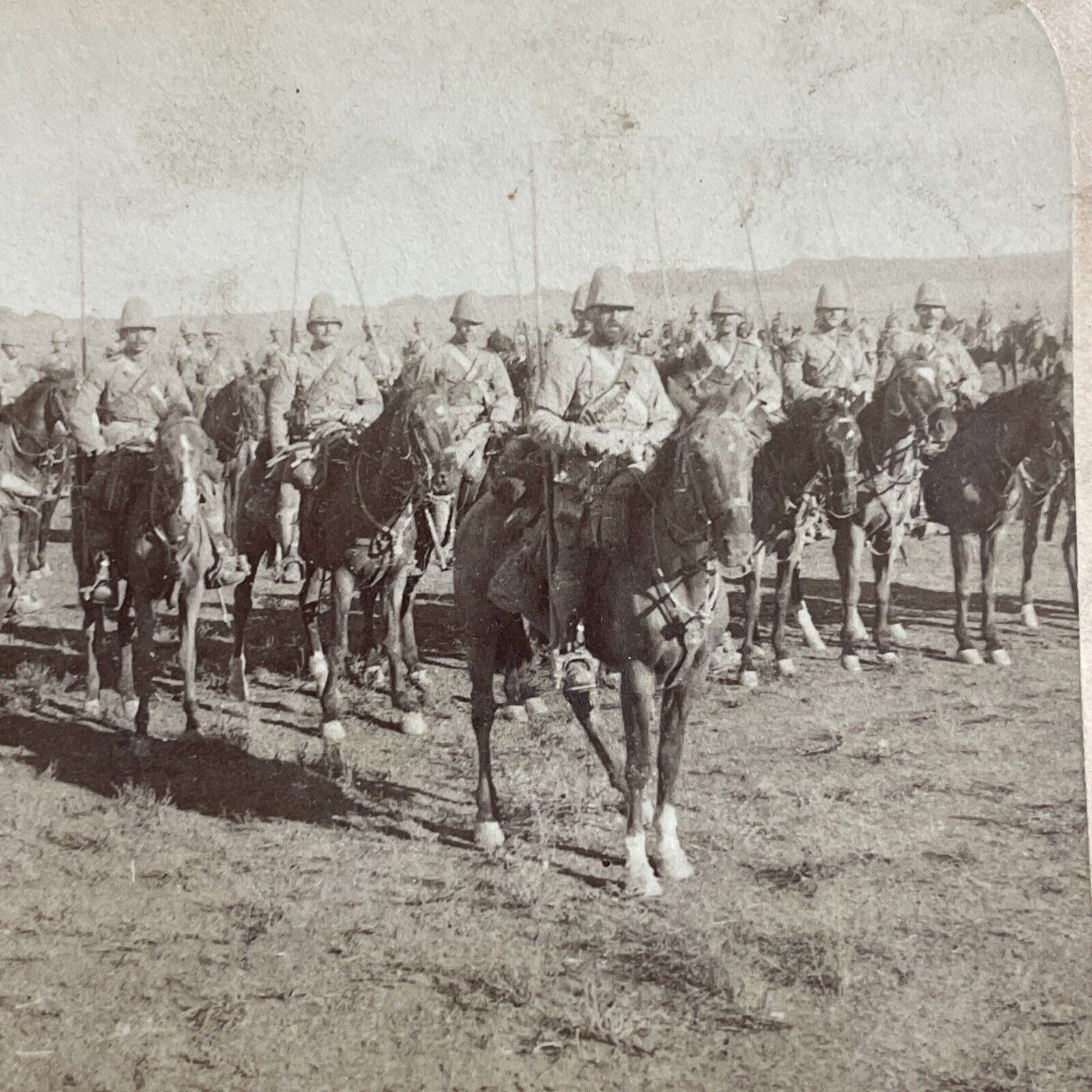 Antique 1900 Boer War Dragoons Cavalry South Africa Stereoview Photo Card P5542