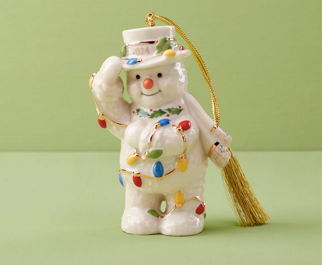 LENOX 2024 Annual SNOWMAN with Christmas Lights ORNAMENT NEW 895773