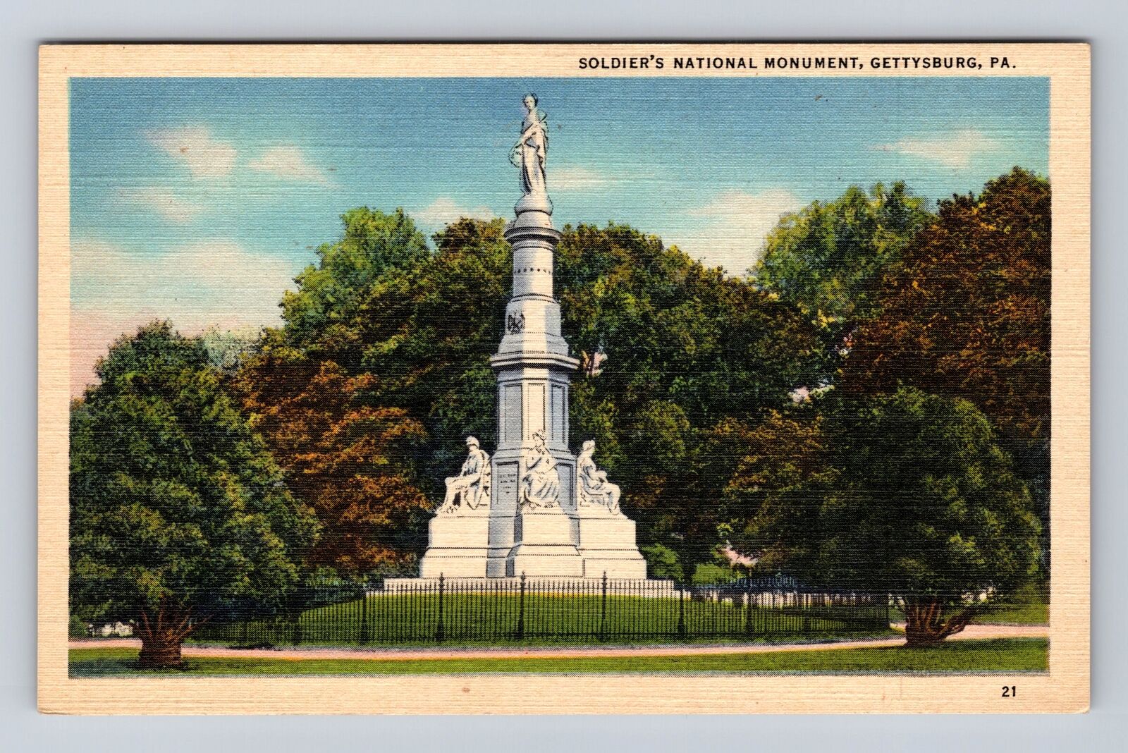 Gettysburg PA-Pennsylvania, Soldiers National Monument, Antique Vintage Postcard