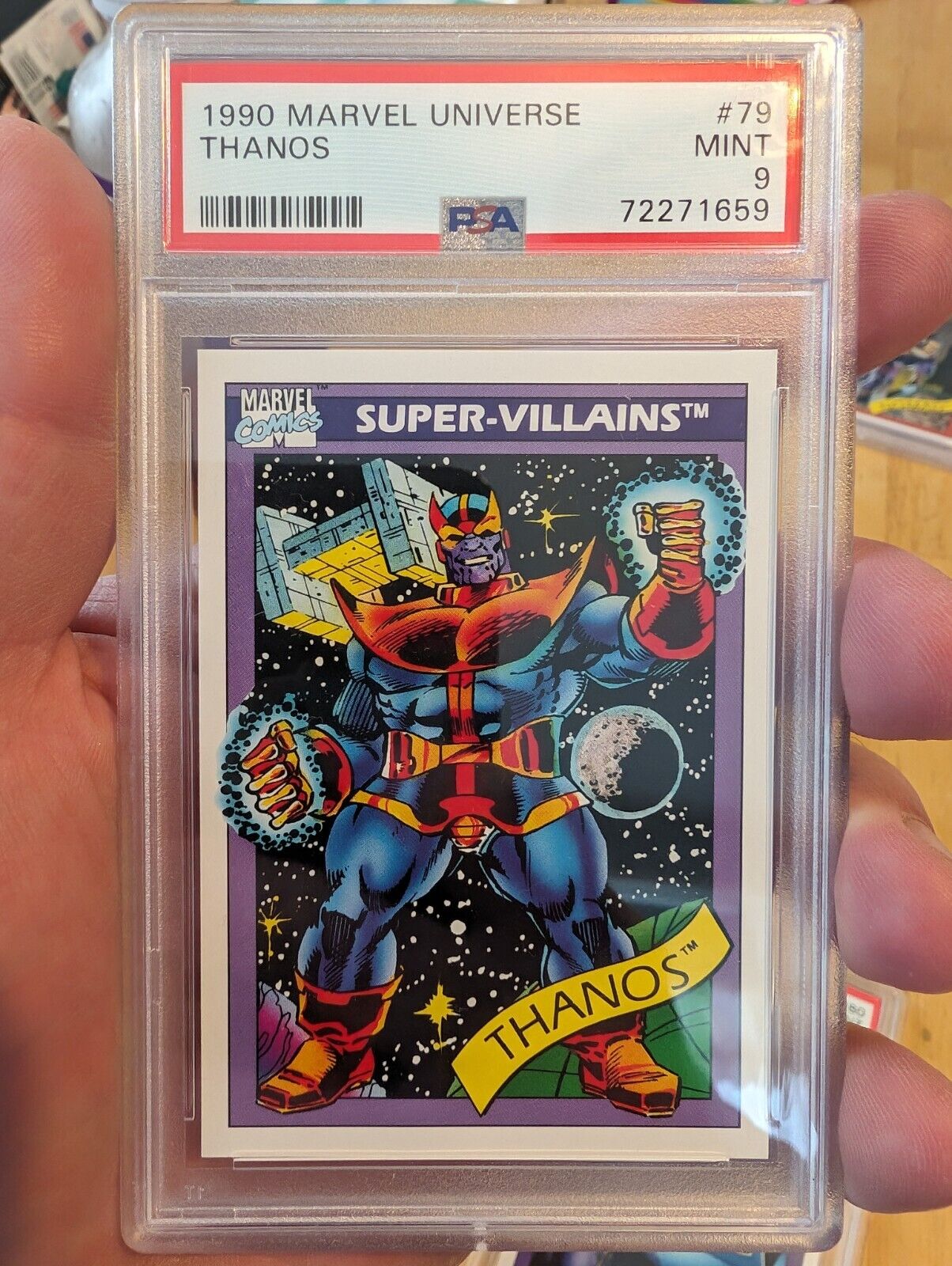 1990 Impel Marvel Universe Super-Villains Thanos #79 PSA 9 MINT