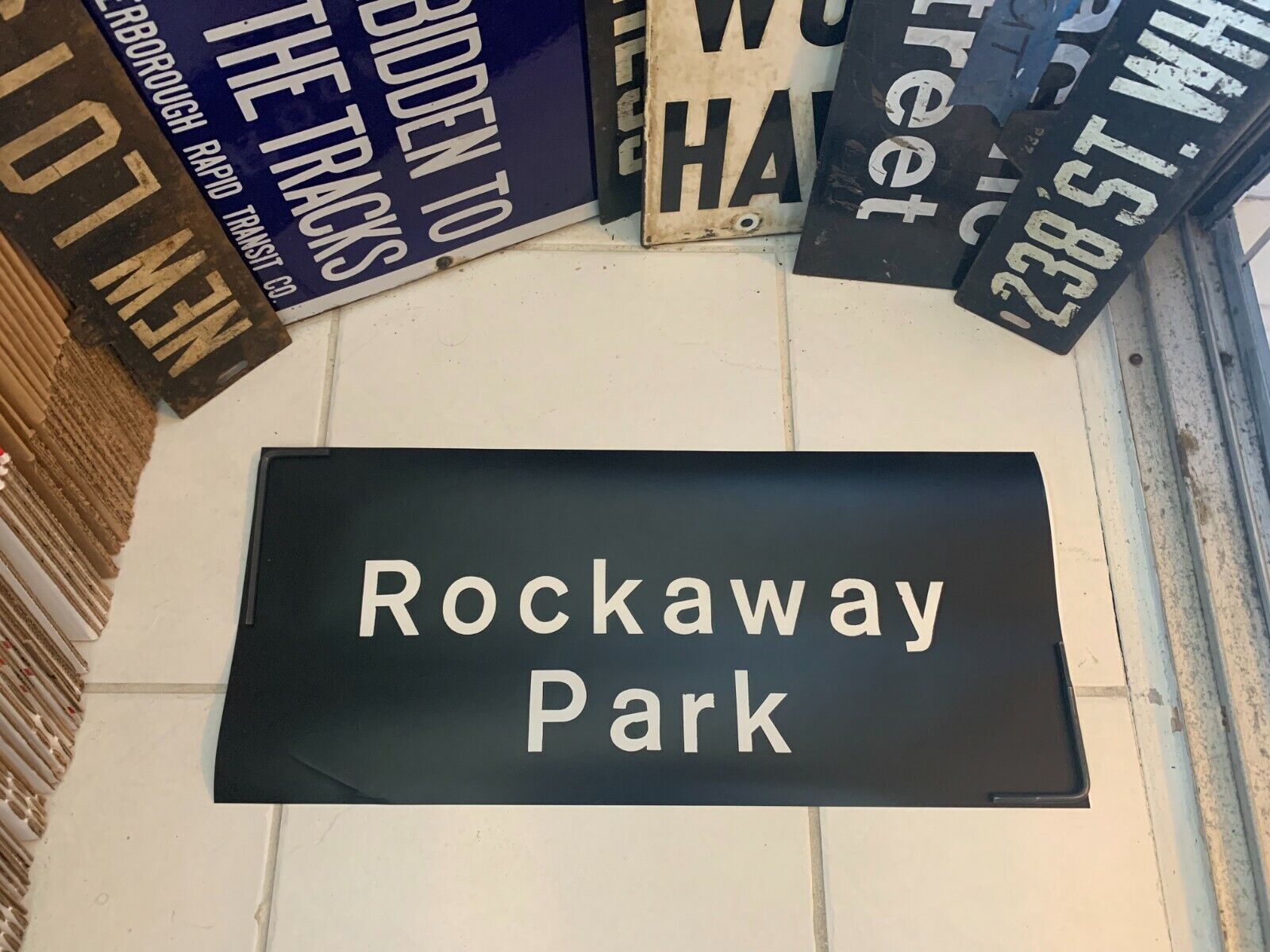 NY NYC SUBWAY ROLL SIGN MTA ROCKAWAY PARK BEACH ATLANTIC OCEAN BOARDWALK QUEENS