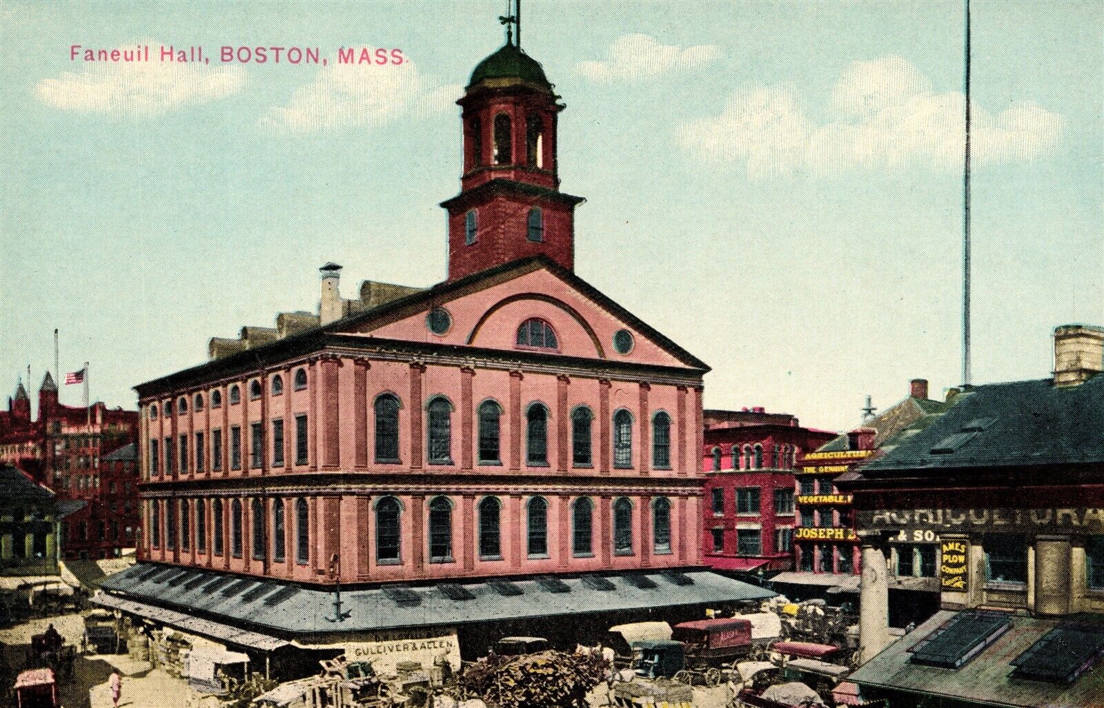 Boston MA Faneuil Hall Marketplace Market House Old Vtg Postcard View c1910s 