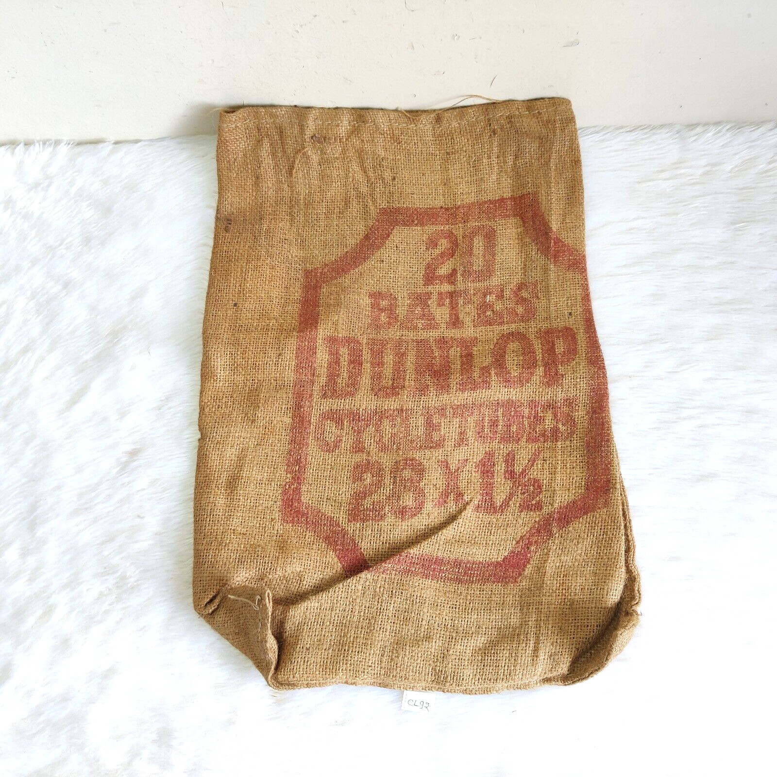 Vintage Dunlop Cycle Tubes Automobile Advertising Jute Bag Rare Collectible CL92