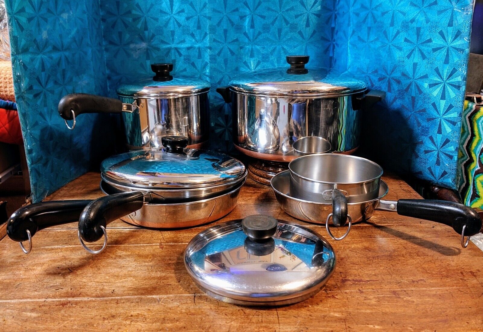 (10) Pcs. Vintage Revere Ware 1801 Copper-Clad Stainless Cookware