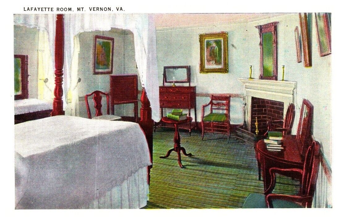 Lafayette Room Mount Vernon Virginia VA Vintage Linen Postcard UNPOSTED