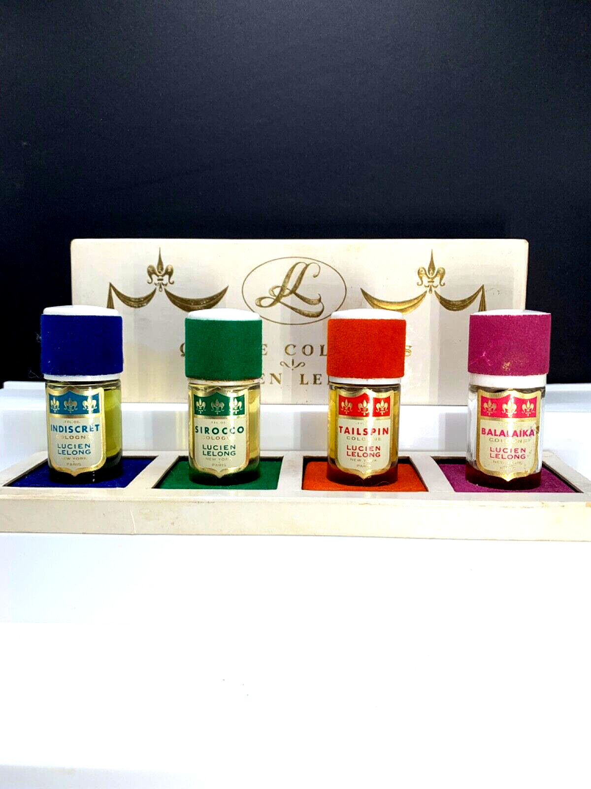 Special  Vintage perfume set w/box.  Quatre Colognes by Lucien Lelong.  1950s