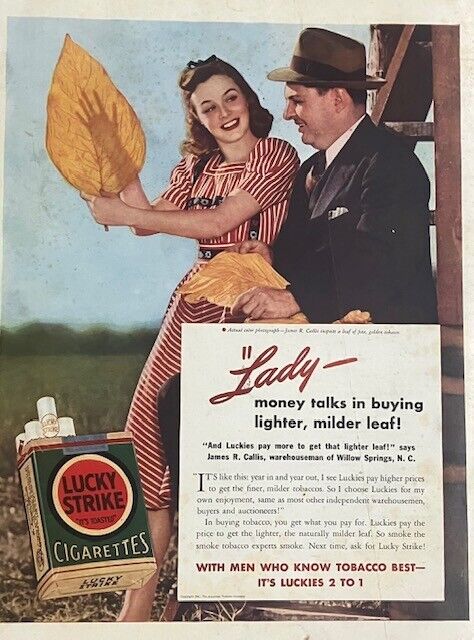 Rare 1941 Original Vintage Lucky Strikes Cigarette Tobacco Advertisement AD