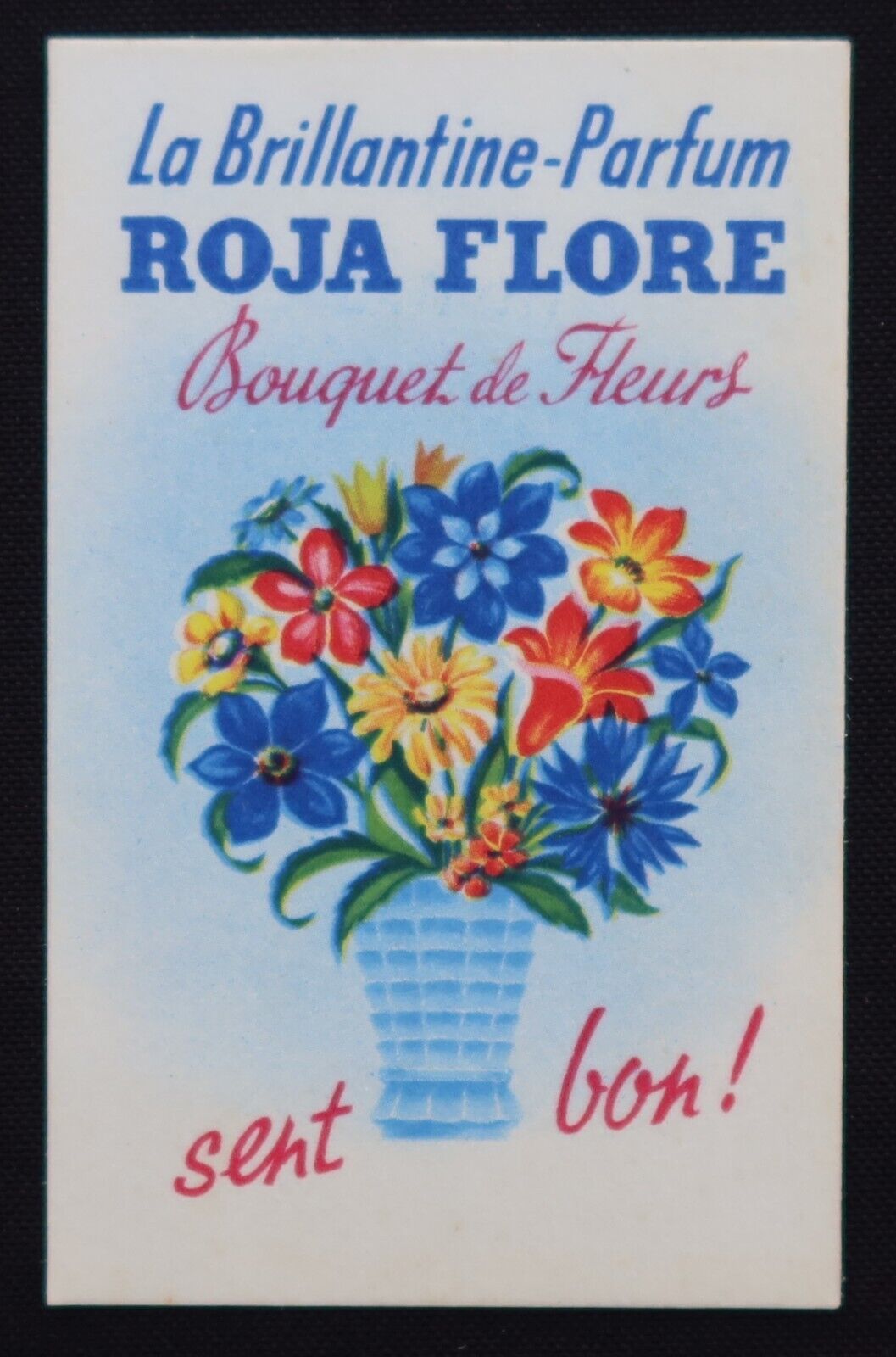 Antique perfume card RED FLORA bouquet flower France perfume card