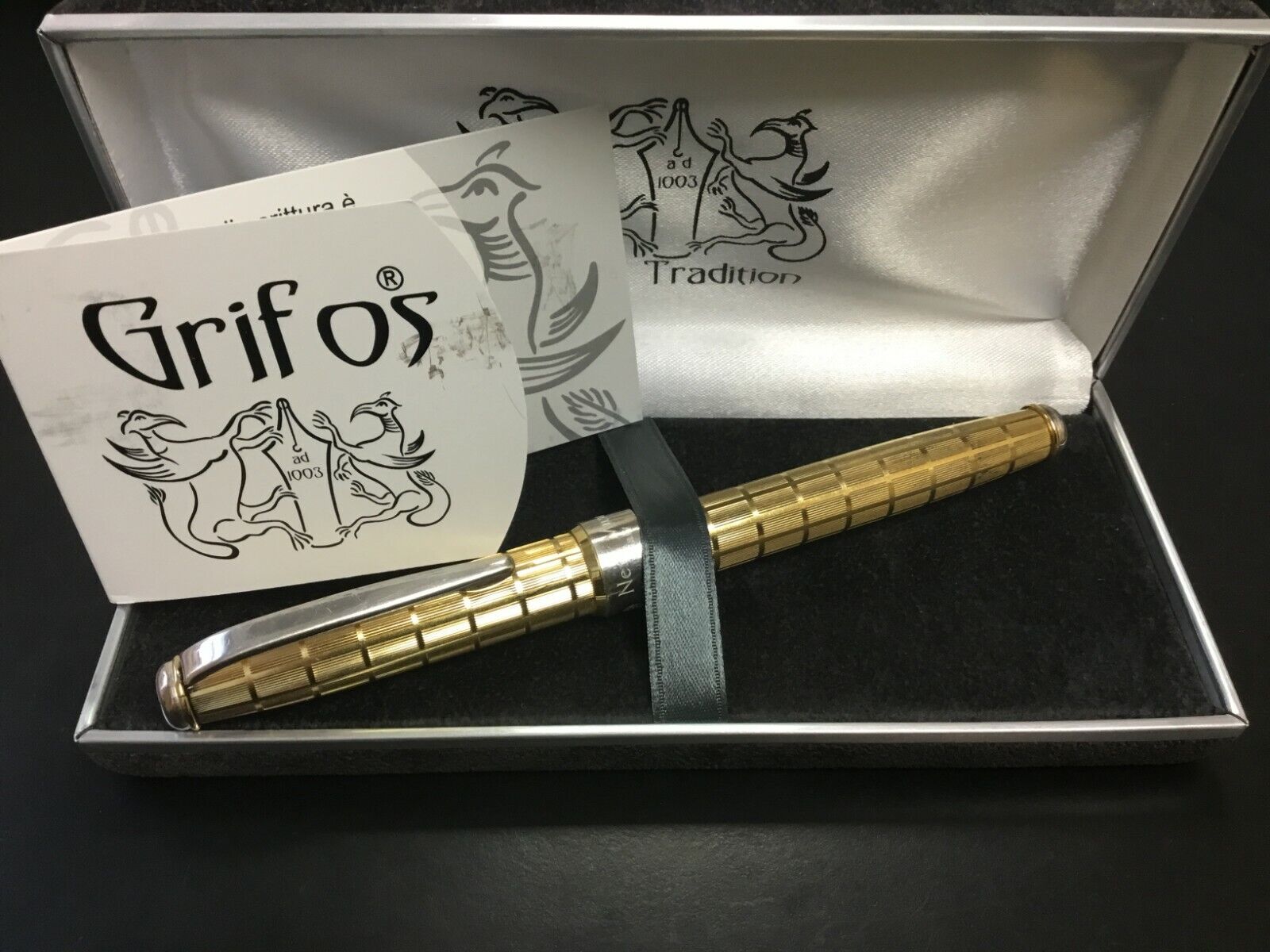 Grifos Vermeil Nero Muse 925 Silver  and 14K Gold Fountain Pen, M 14K Gold Nib