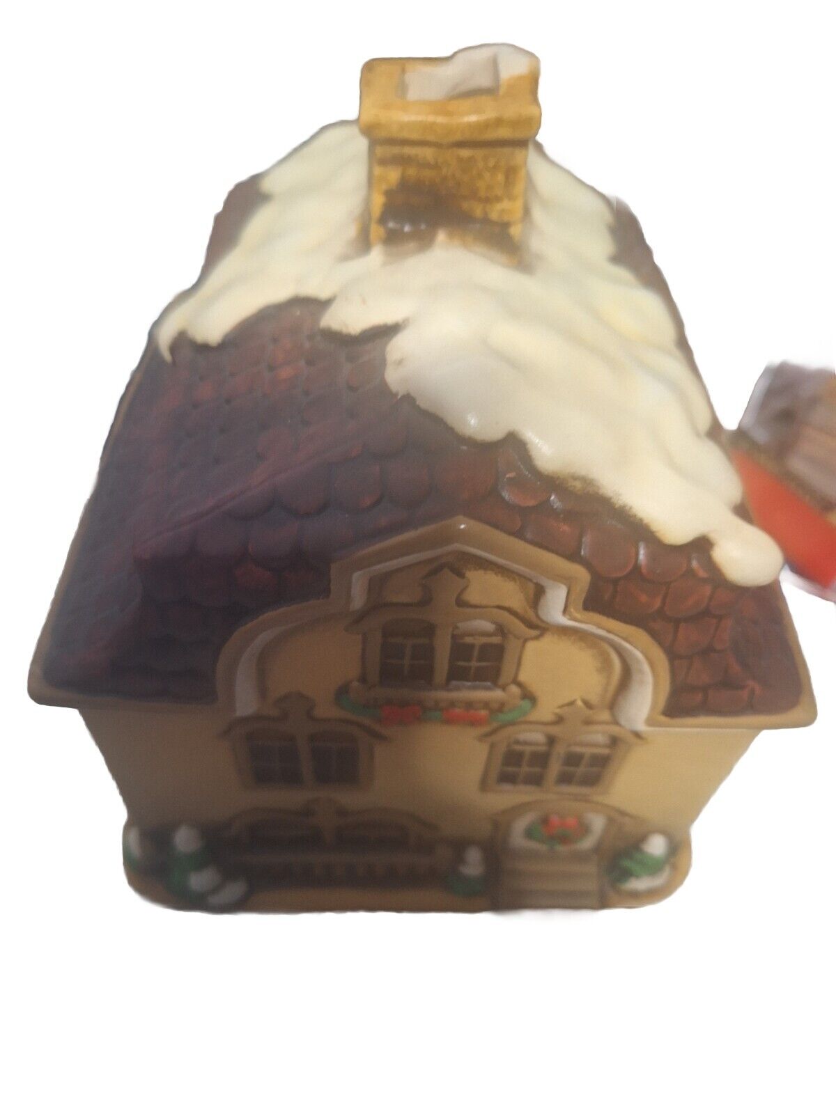 1986 Lefton China Colonial House Brownstone Village Christmas  #05894 With Light