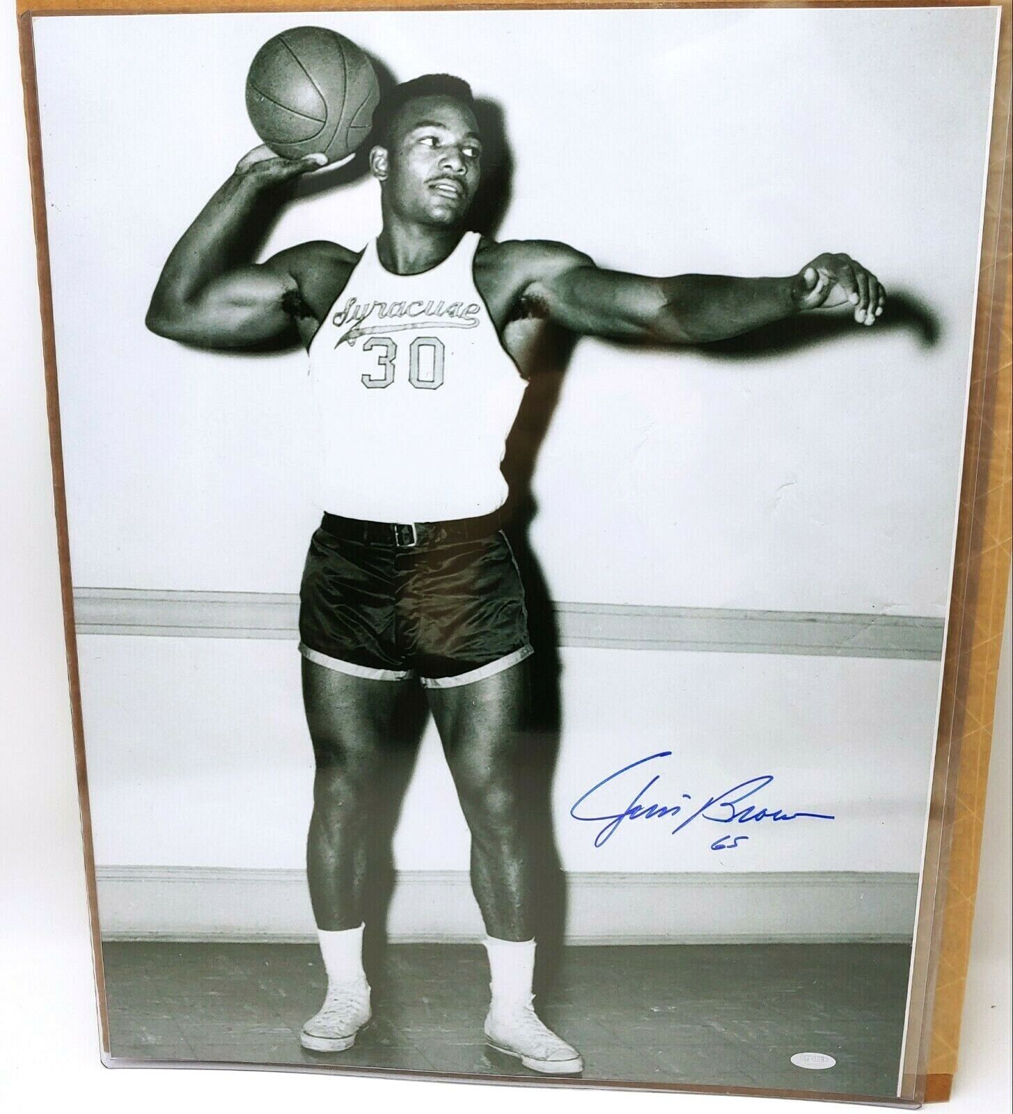 Jim Brown Signed Syracuse Basketball Photo Steiner COA 16 x 20 Cleveland Browns 
