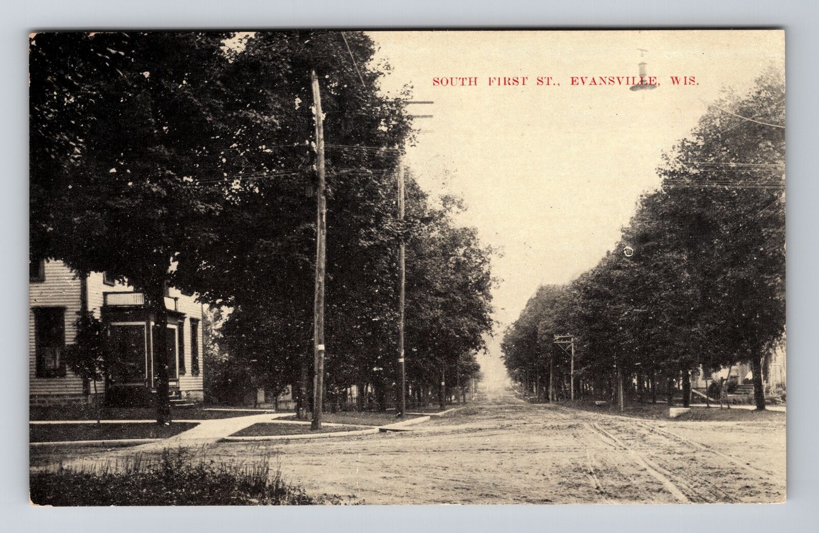 Evansville WI-Wisconsin, South First St, c1914 Vintage Souvenir Postcard
