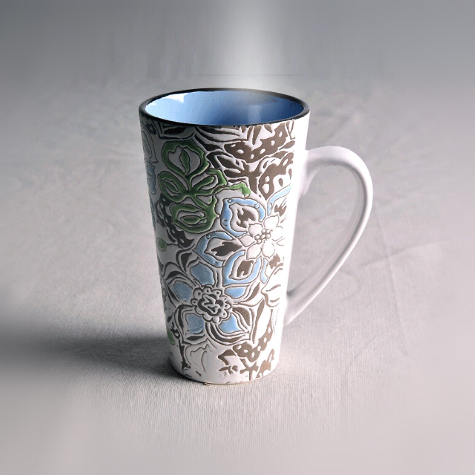 Large Coffee Cup Flower Coffee Mug Ceramic stoneware coffee Handmade Mug Painted