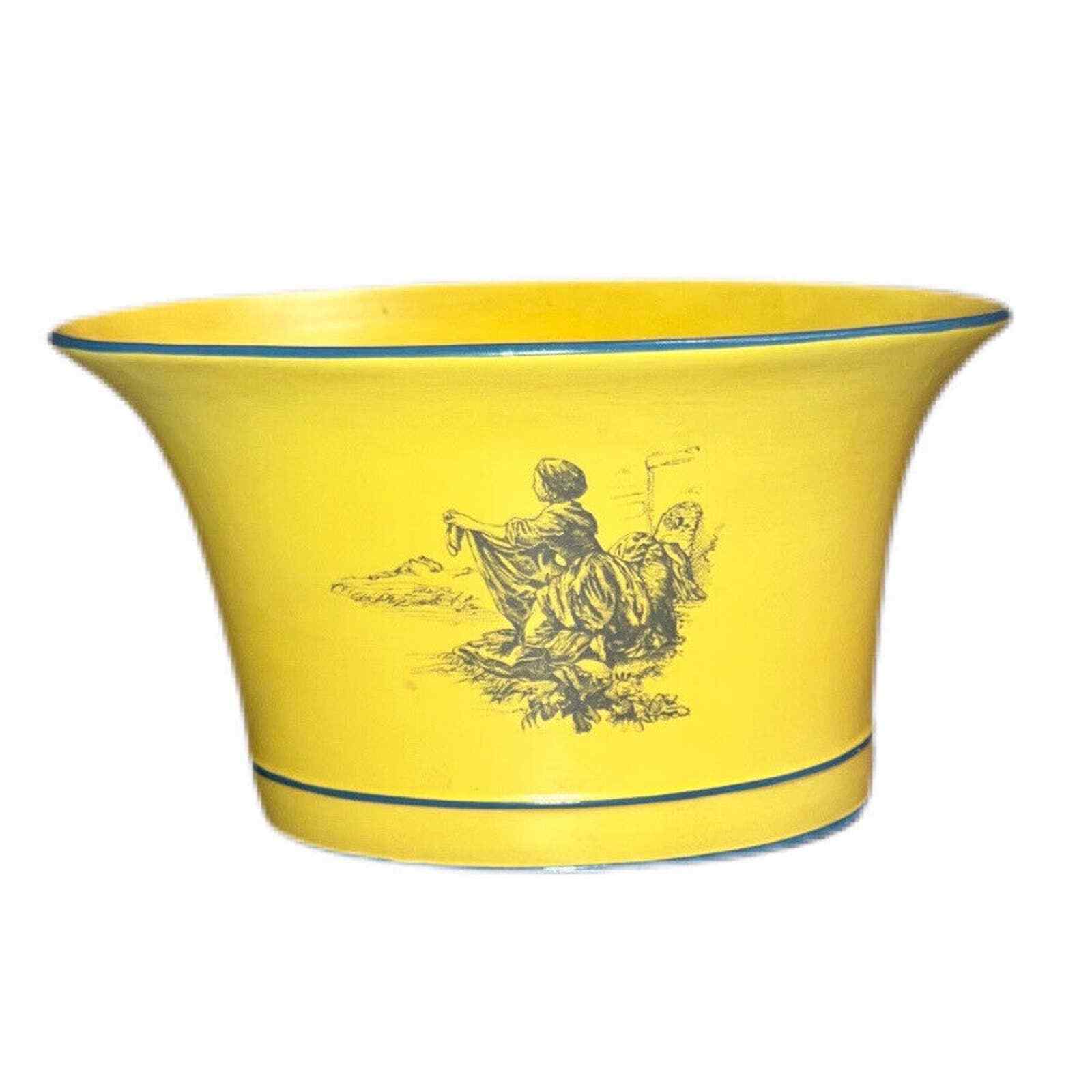 Vintage Chelsea House Cachepot Planter Italy Yellow And Blue Hand Painted