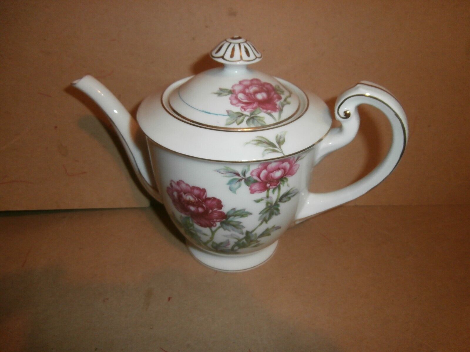 Vintage Swallow China Japan Rose Decorated Gold Trim Teapot