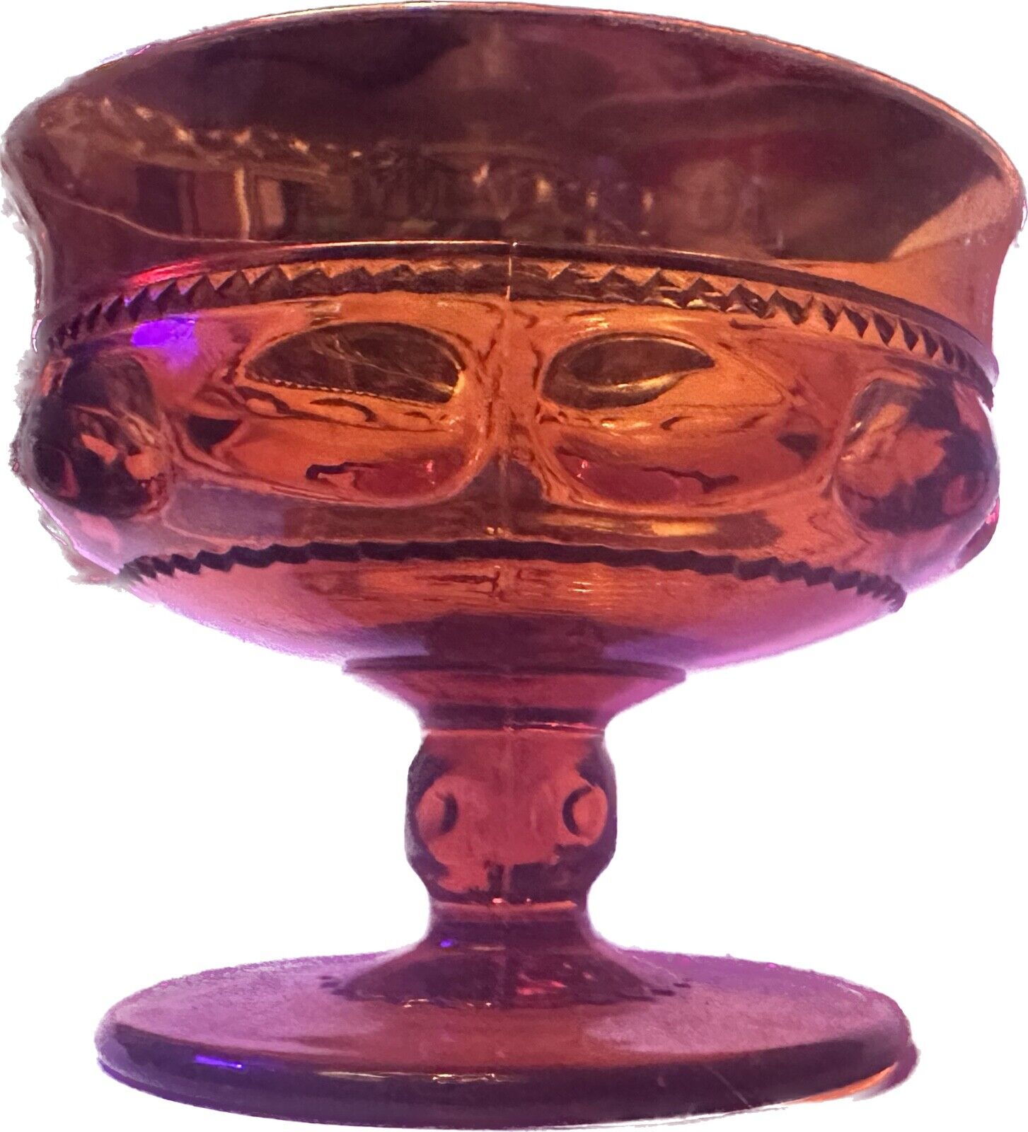 Vintage MCM Amber Indiana Glass Kings Crown Thumb Print Sherbert Set of Four