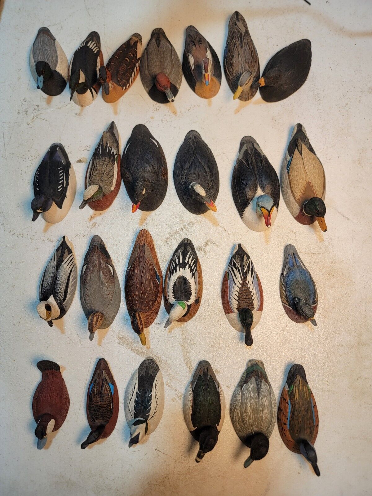 William J Koelpin Mini Decoy Ducks Lot of (25) Hand Painted