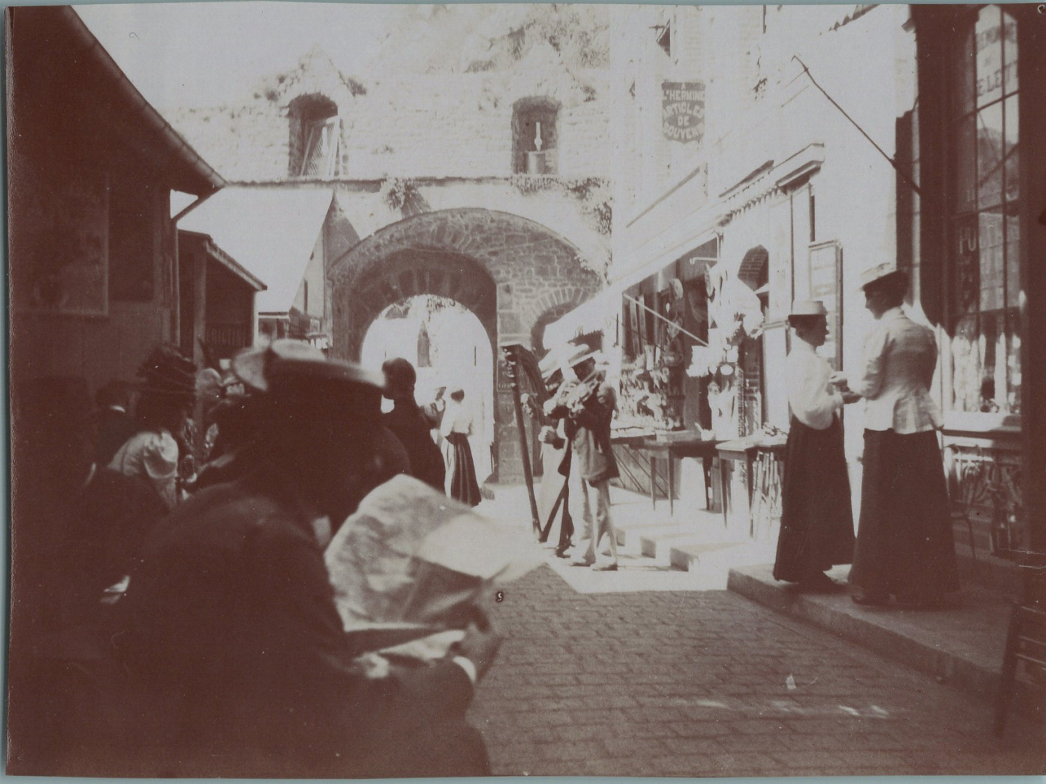 France, Mont Saint Michel, in front of the Hotel Poulard Vintage print, print print