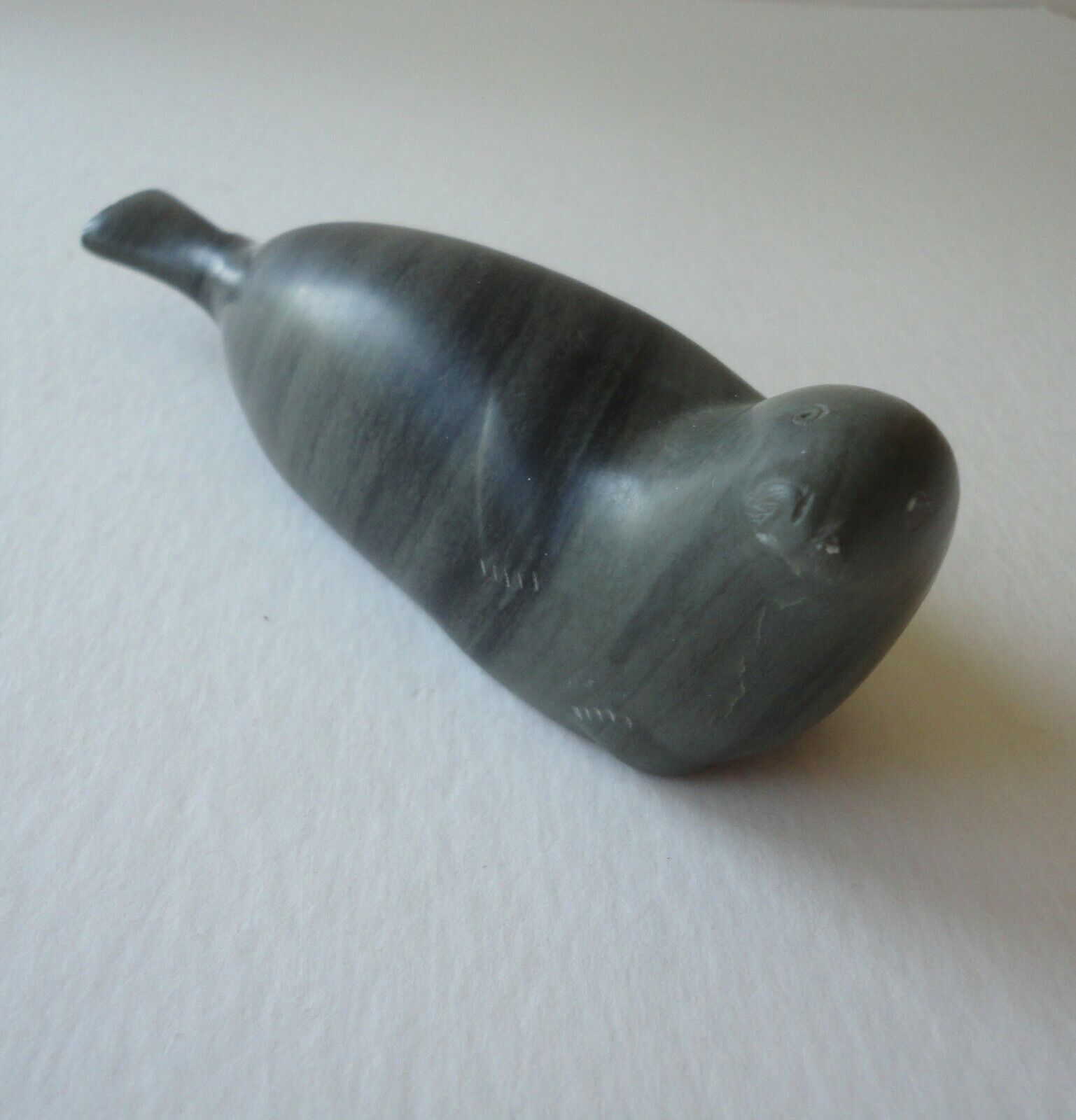 Vtg Signed Simon Appaqaq E9-182 Inuit Abstract Carved Soapstone Seal Figurine 