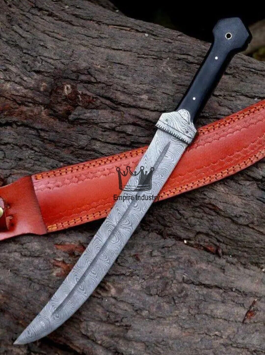 24\'\' CUSTOM HANDMADE DAMASCUS STEEL SWORD COMBAT SWORD VIKING SWORD WITH SHEATH
