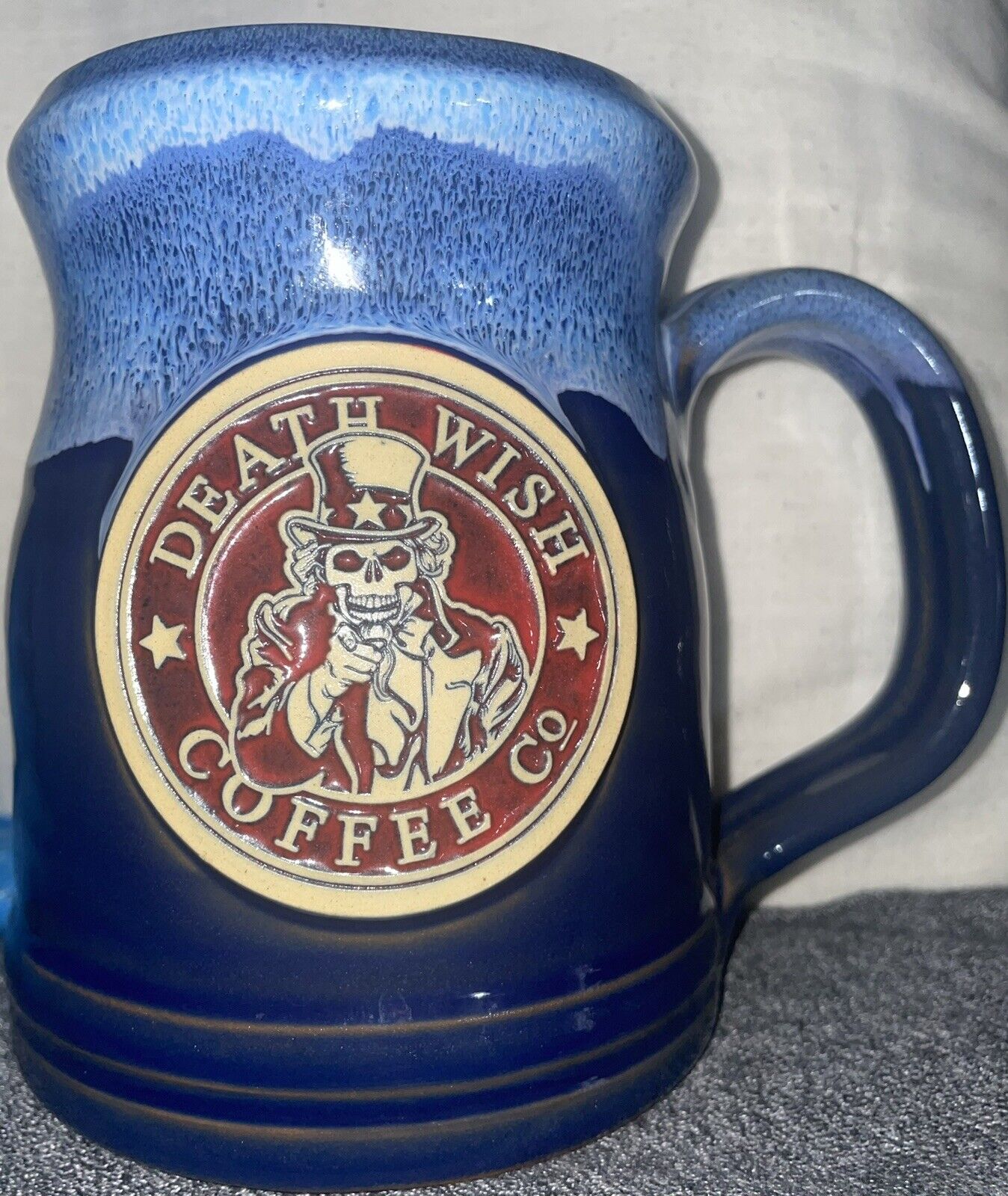 Death Wish Coffee Mug Uncle Sam 2015 Deneen Pottery Limited Edition