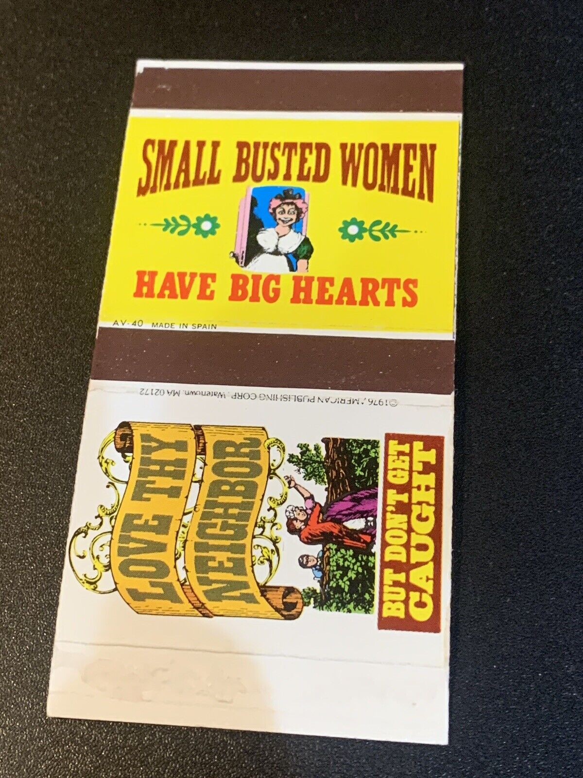 Vintage Bobtail Matchbook: “Small Busted Women Have Big Hearts”