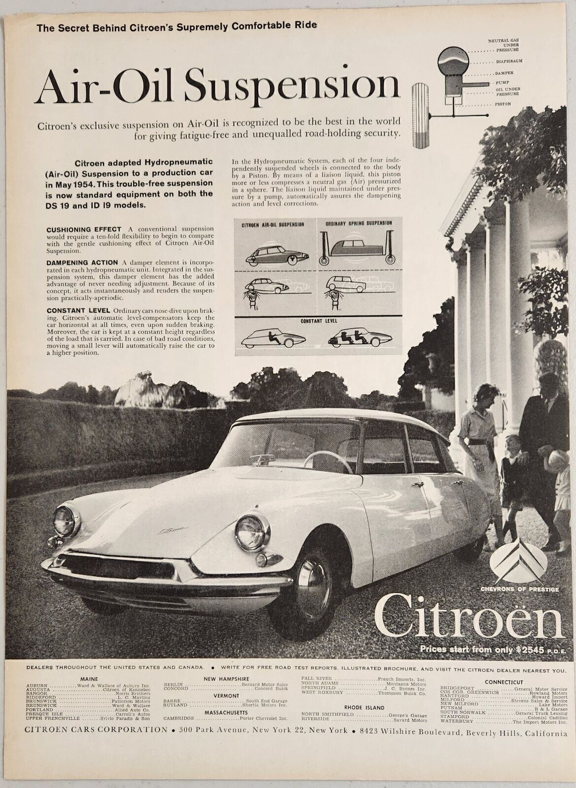 1959 Print Ad 1960 Citroen Cars with Air-Oil Suspension Made in France