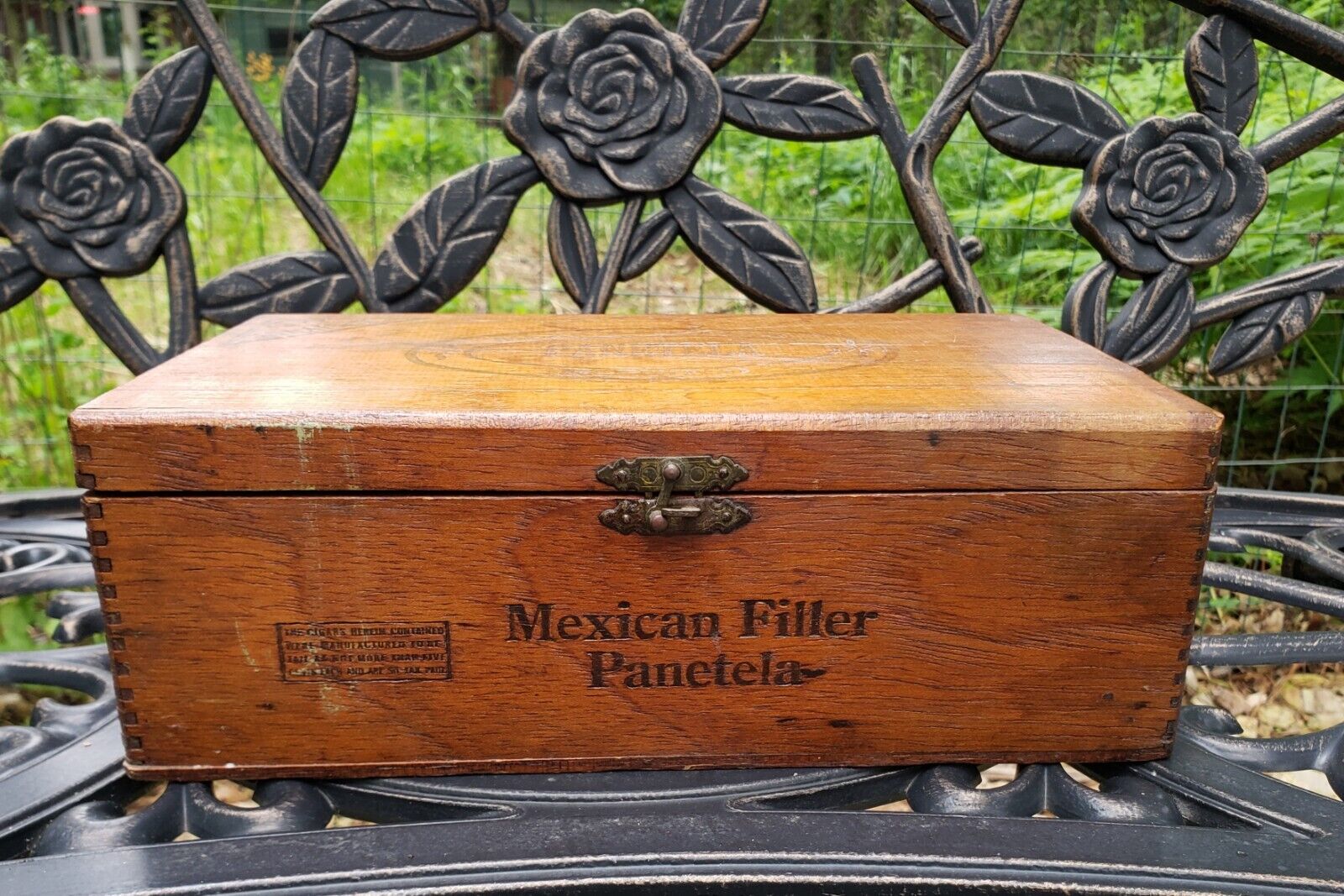 Vintage Mexican Filler Panetela Wooden Empty Tobacco Cigar Box