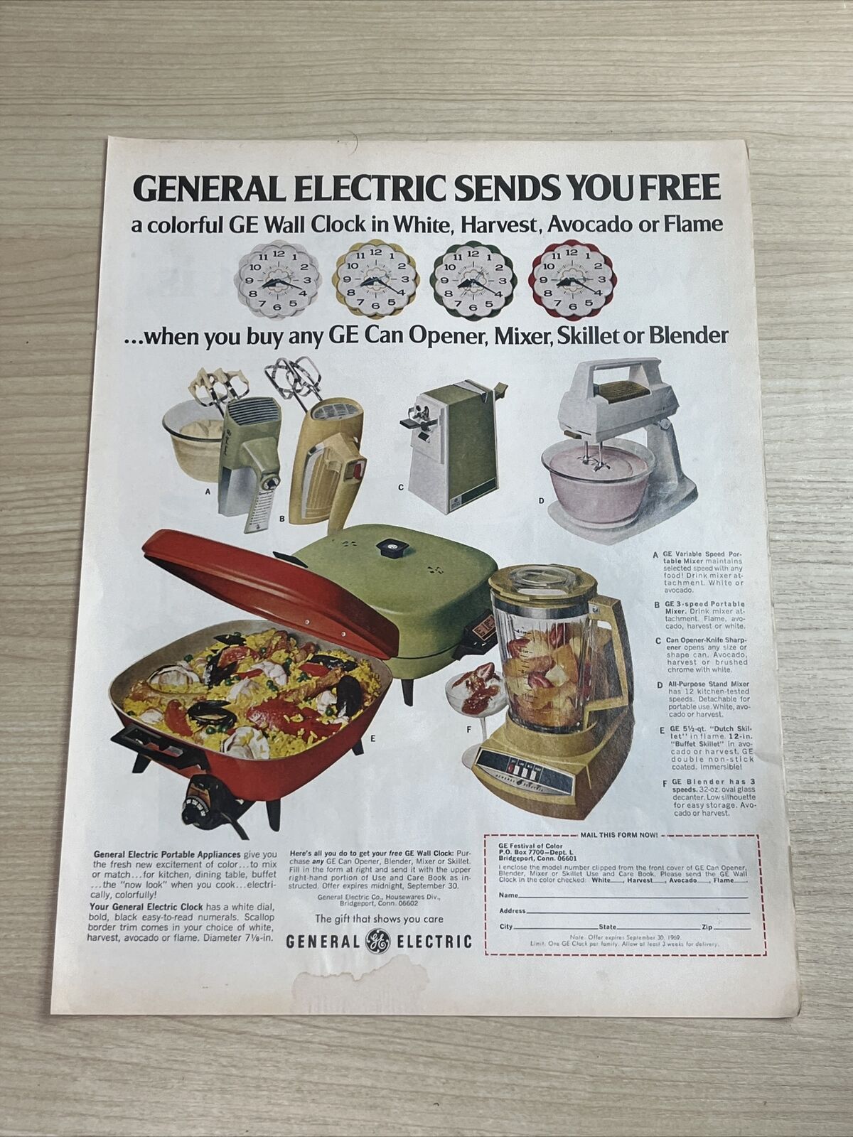 General Electric GE Kitchen Aplianices 1969 Vintage Print Ad Life Magazine