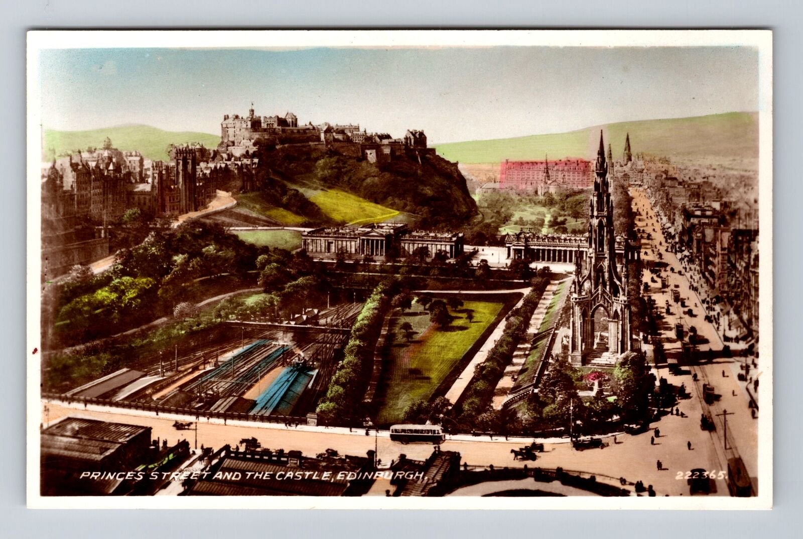 Edinburgh Scotland, Princess Street, Castle, Scott\'s Monument, Vintage Postcard