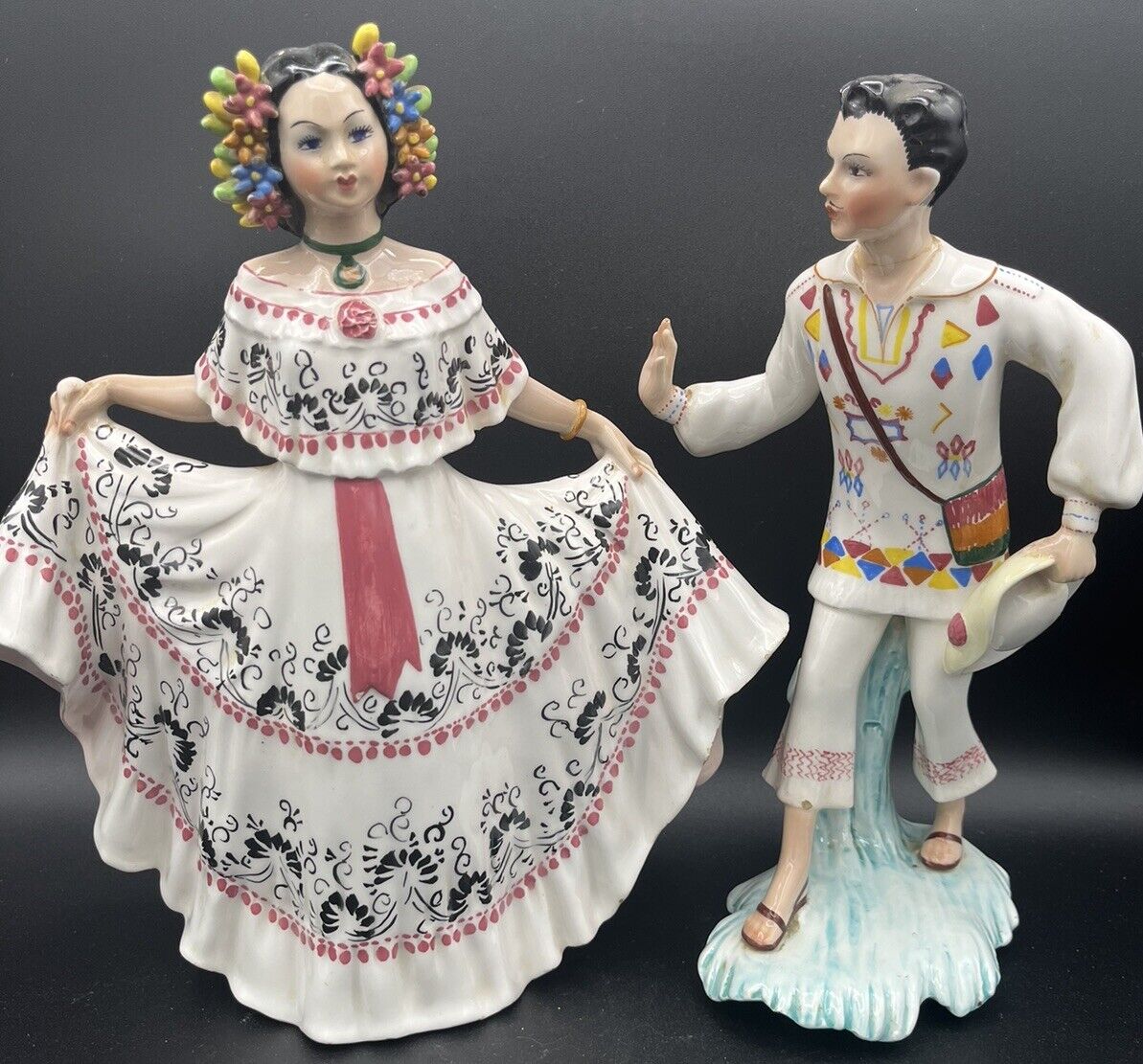 G. GIRARDI Hand Painted Italian 1950’s Porcelain Dancing Couple Signed