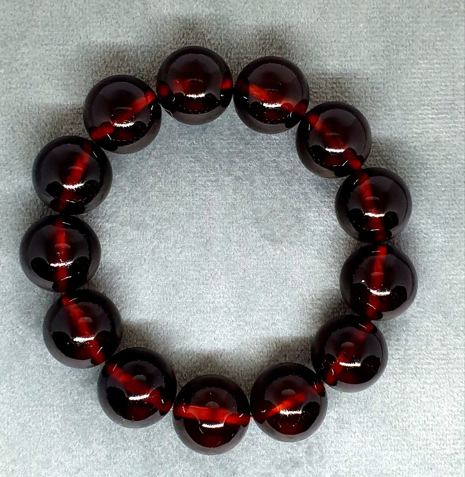 Cherry/Dark Red Baltic Amber Bracelet-12 mm Bead-25 Gram-Free US Post