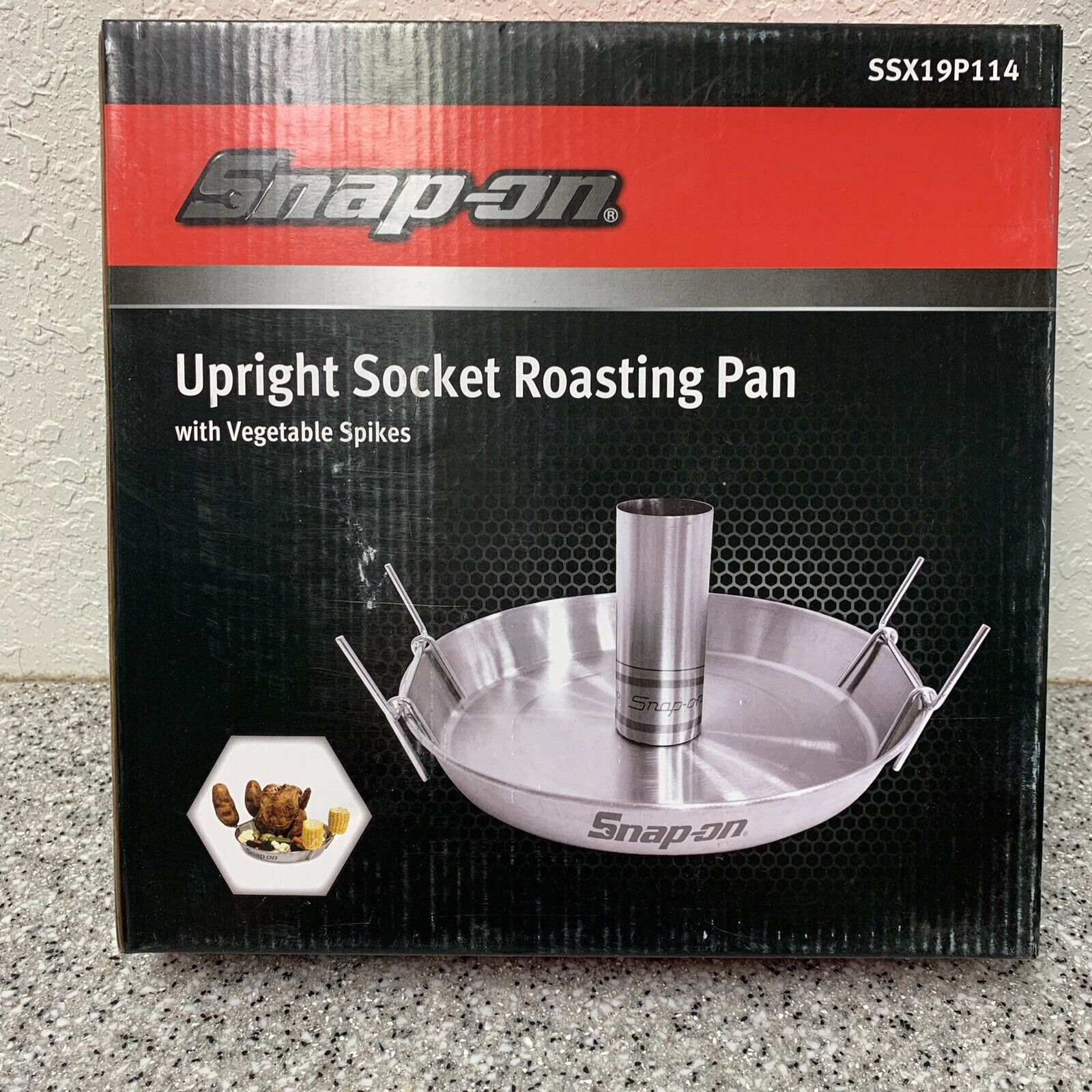 NEW Snap-on Tools Upright Socket Beer Can Chicken Roasting Pan With Veg Spikes