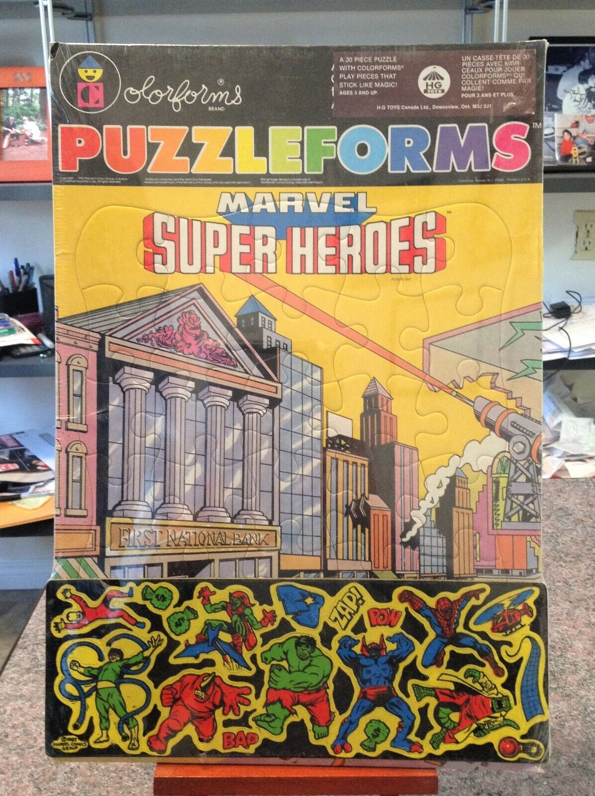 Marvel Super Heroes Colorforms 1983 Puzzleforms Rare Sealed Hulk Spider-Man (B)