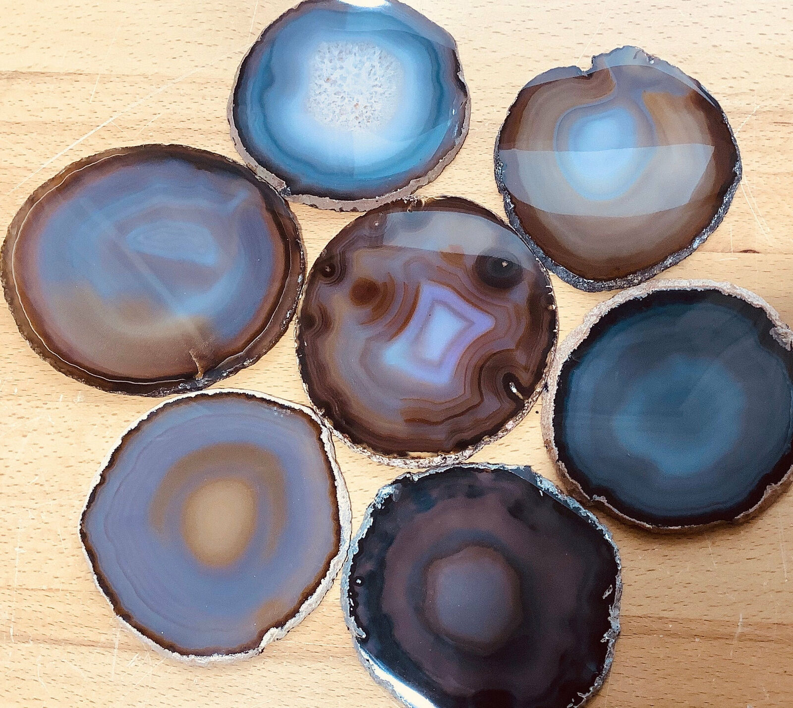 Agate Slices (3 pcs)(3.5-4 Inches) Size #3 Round Polished Place Card Coaster