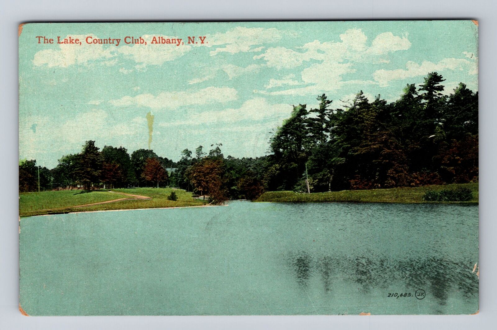 Albany NY-New York, Scenic View Country Club, the Lake, Vintage Postcard